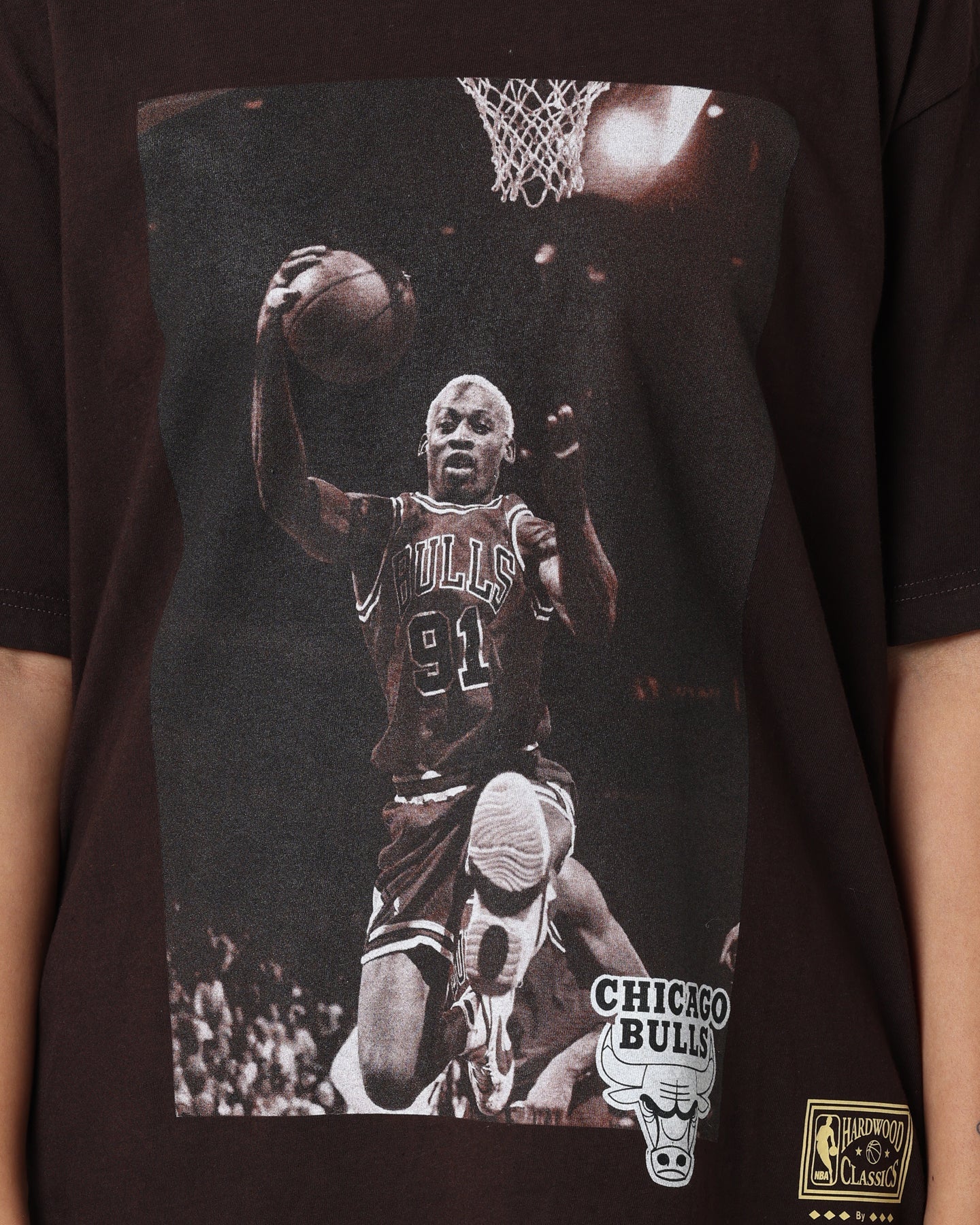 Mitchell & Ness Chicago Bulls Rodman Photo T-Shirt Baroque Brown Style001