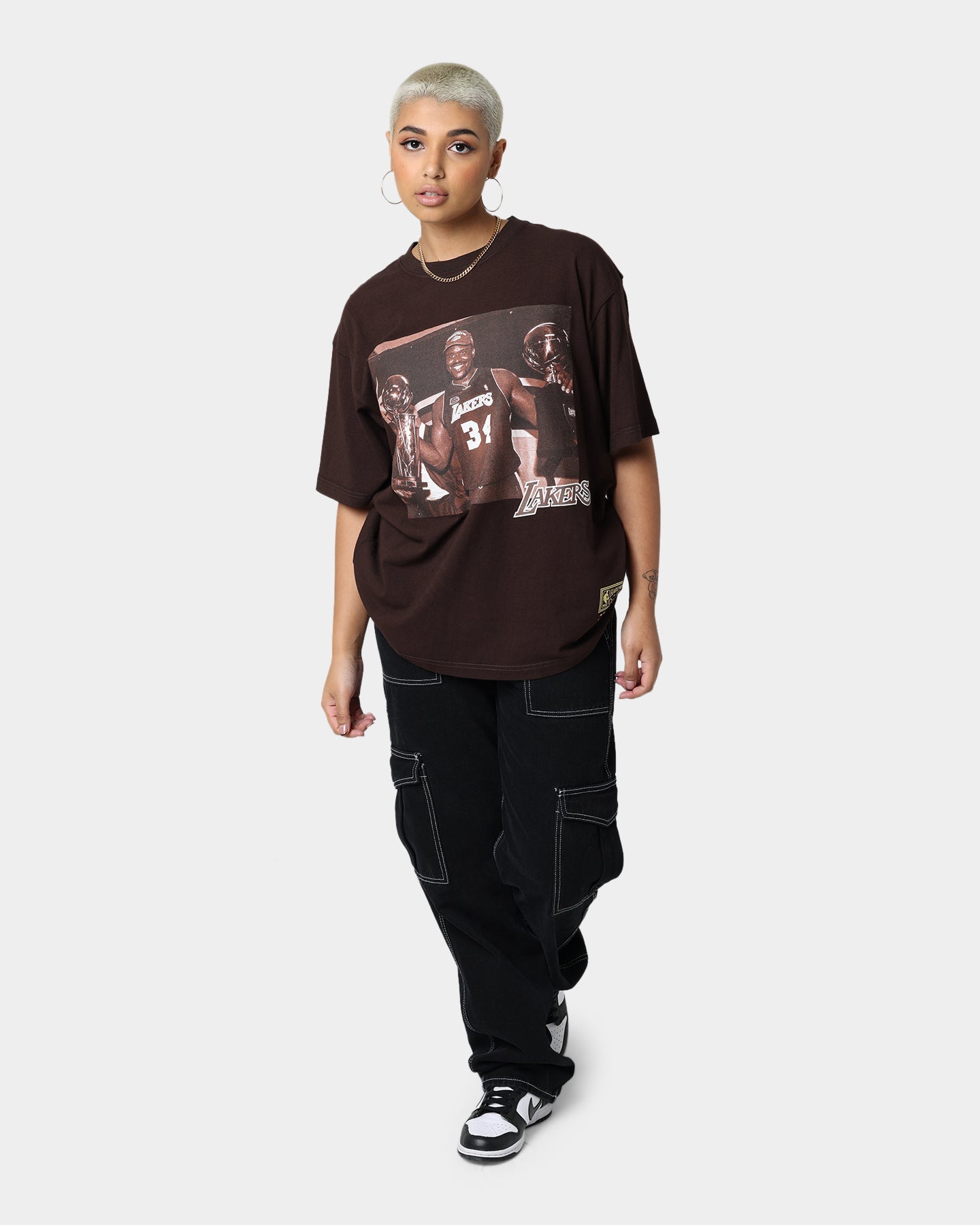 Mitchell & Ness Los Angeles Lakers Shaq Photo T-Shirt Baroque Brown Style001