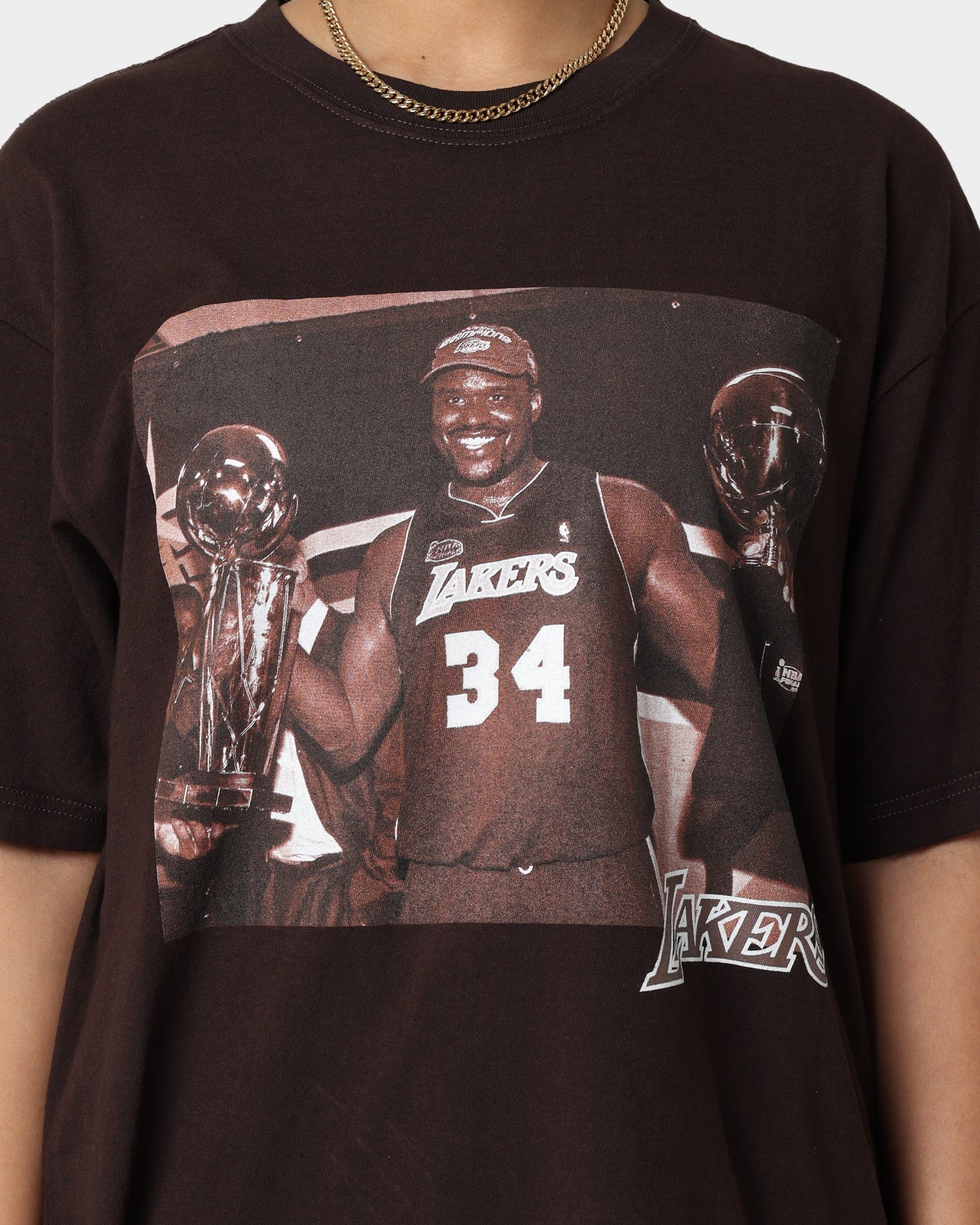 Mitchell & Ness Los Angeles Lakers Shaq Photo T-Shirt Baroque Brown Style001