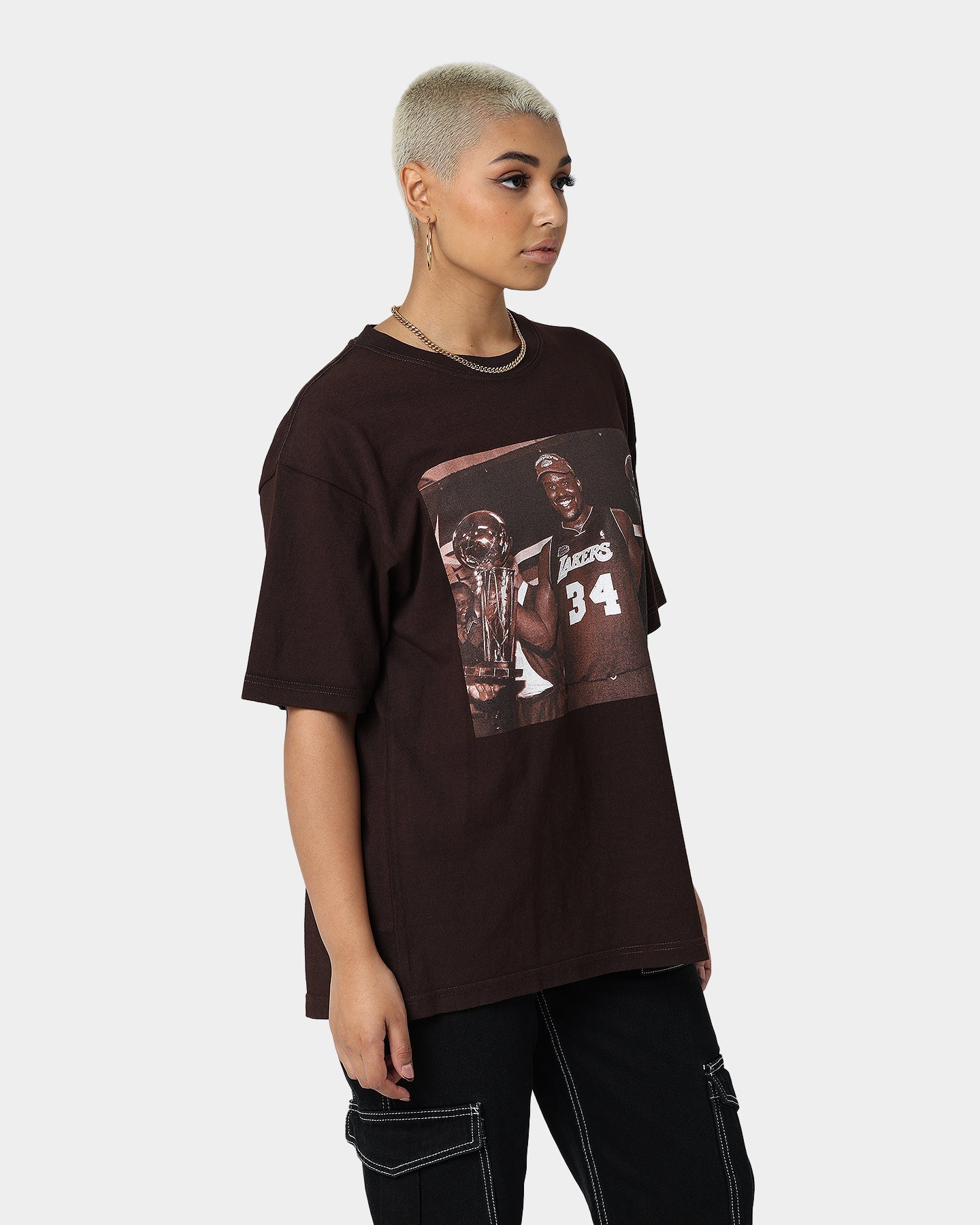 Mitchell & Ness Los Angeles Lakers Shaq Photo T-Shirt Baroque Brown Style001