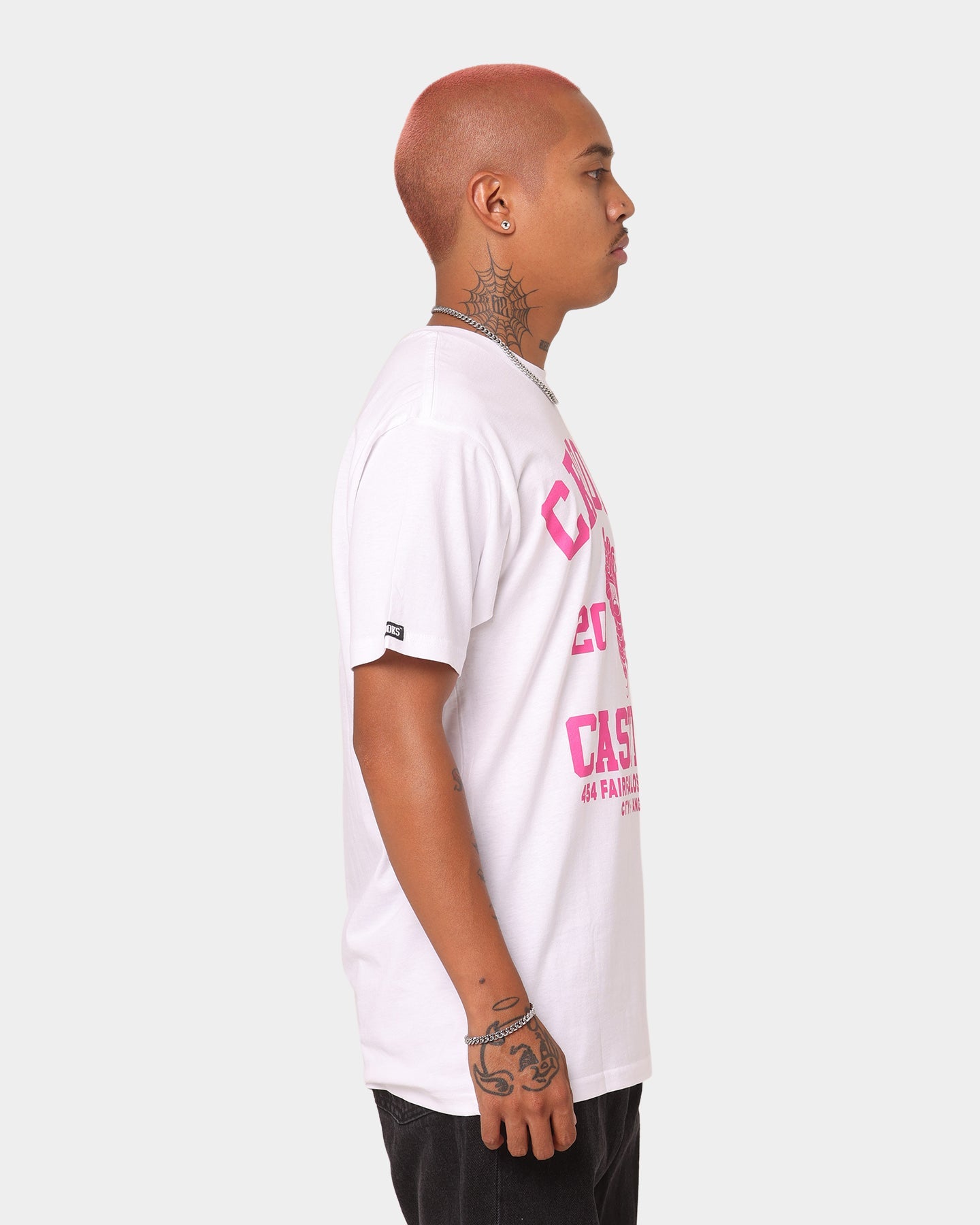 Crooks & Castles Fairfax Varsity T-Shirt White/Hot Pink