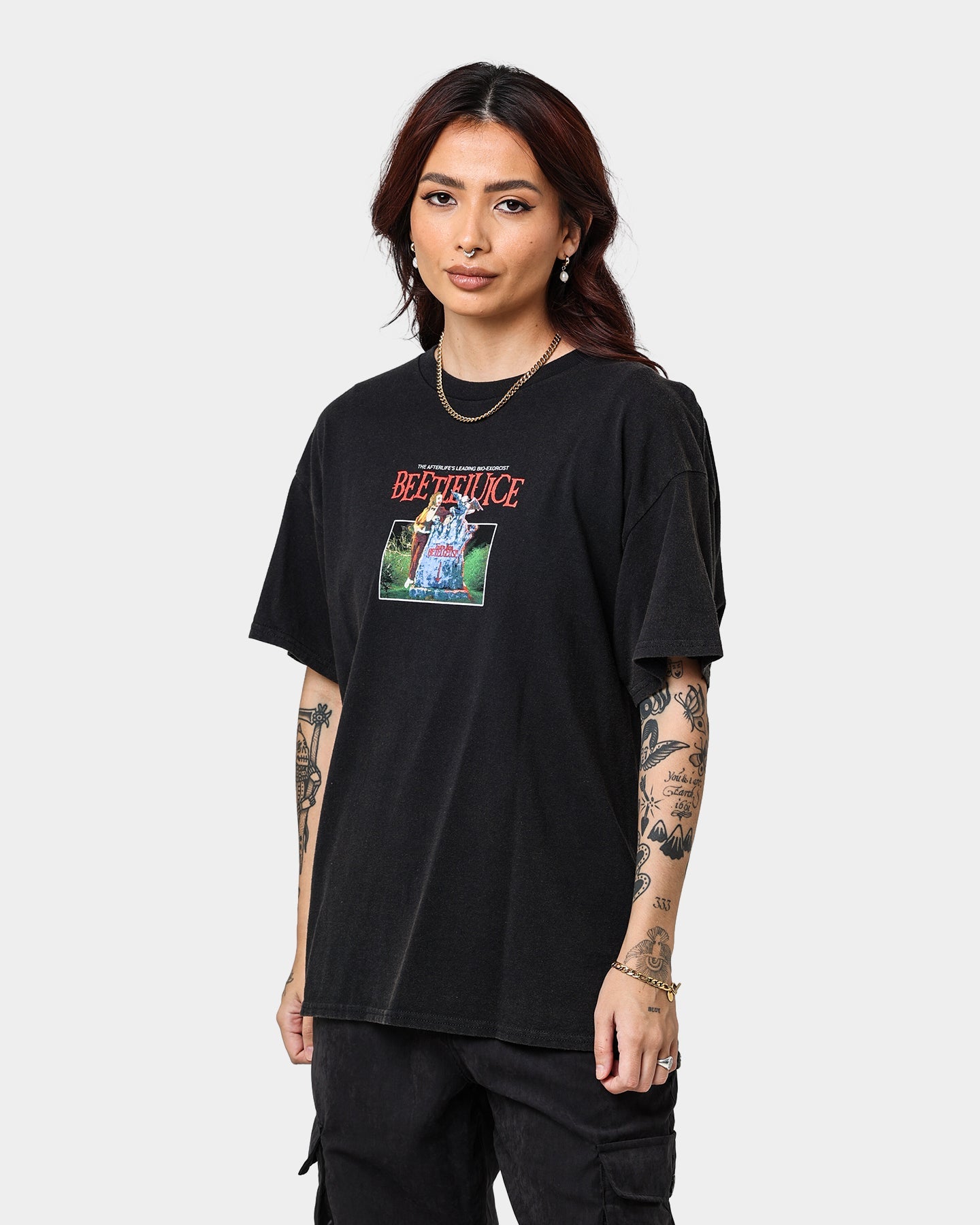 American Thrift X Beetlejuice Here Lies Vintage T-Shirt Vintage Black Style001