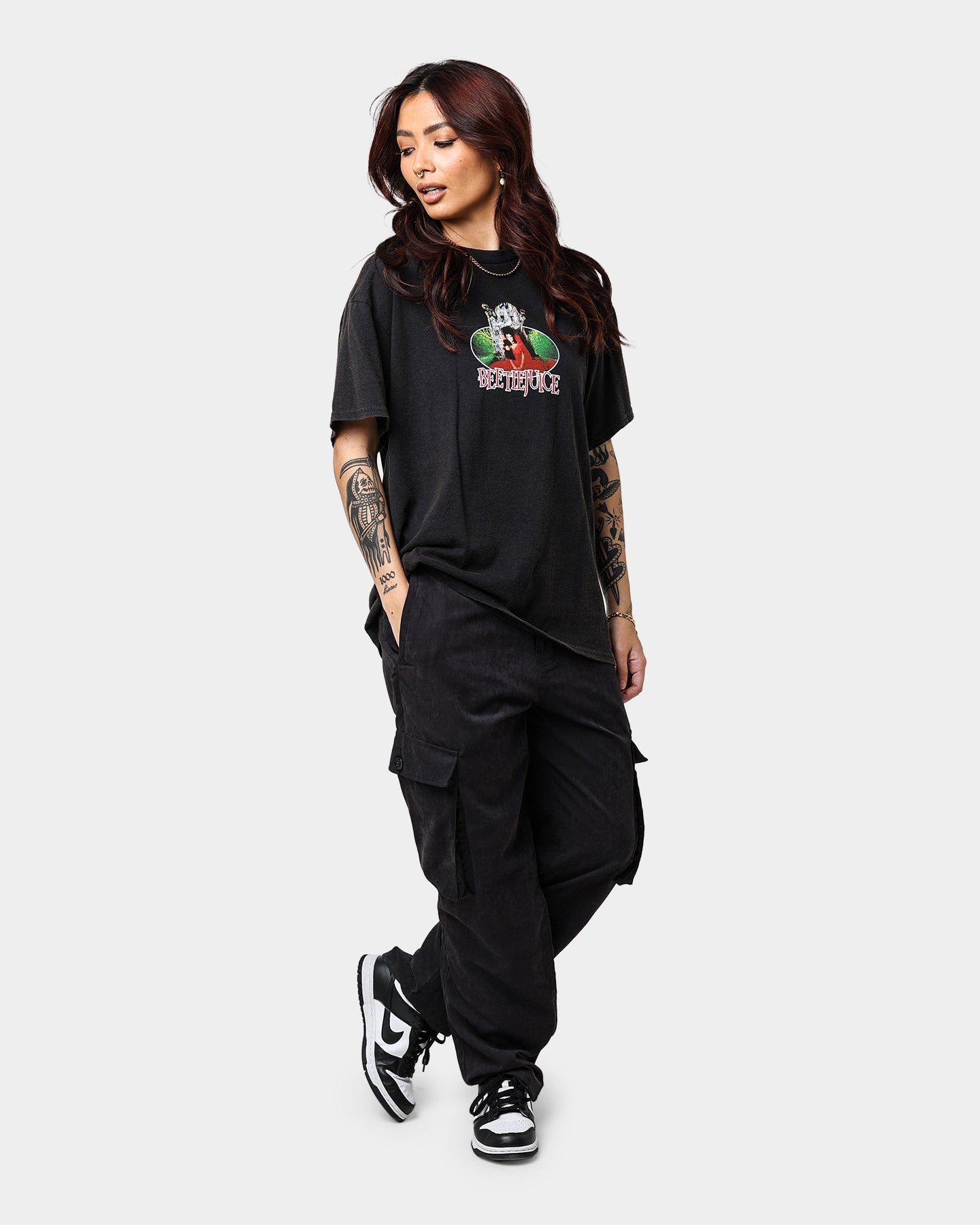 American Thrift X Beetlejuice Lydia Vintage T-Shirt Vintage Black Style001