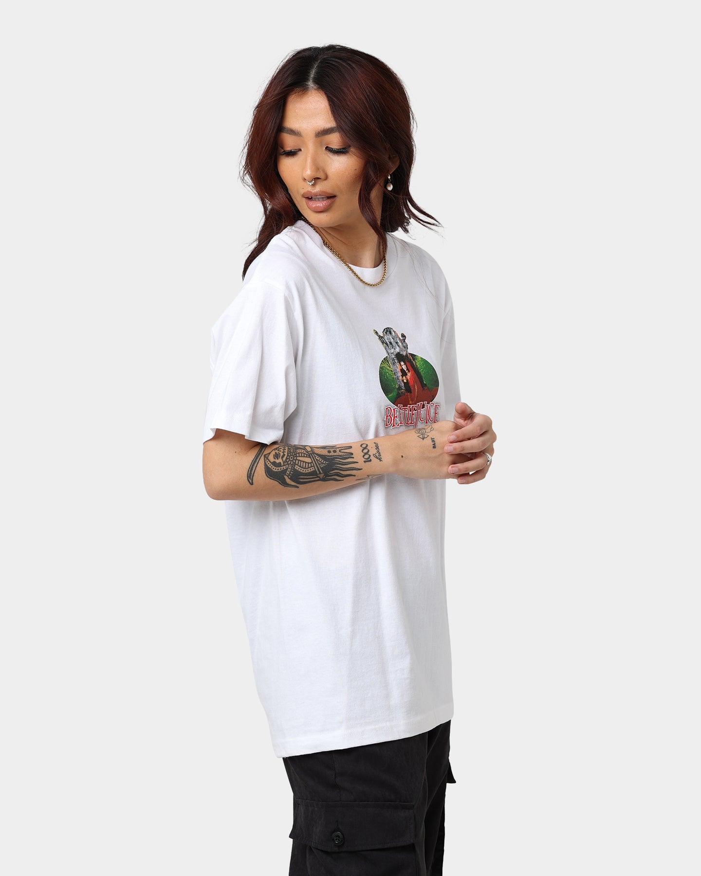 American Thrift X Beetlejuice Lydia T-Shirt White Style001