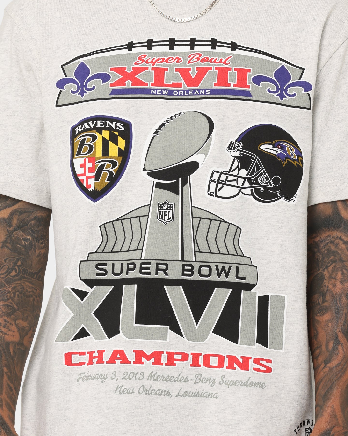 Mitchell & Ness New Orleans Ravens Superbowl Champions T-Shirt White Marle
