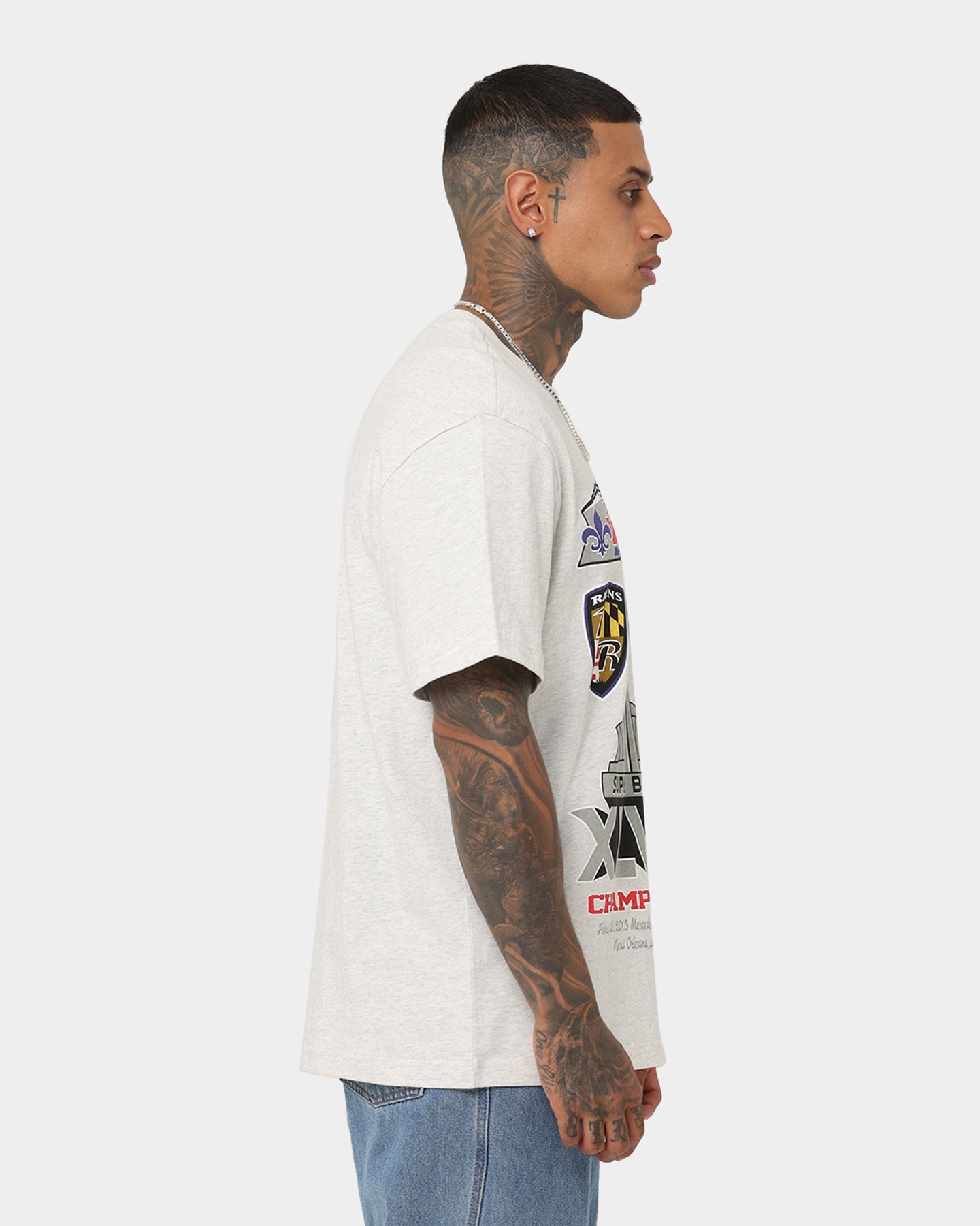 Mitchell & Ness New Orleans Ravens Superbowl Champions T-Shirt White Marle