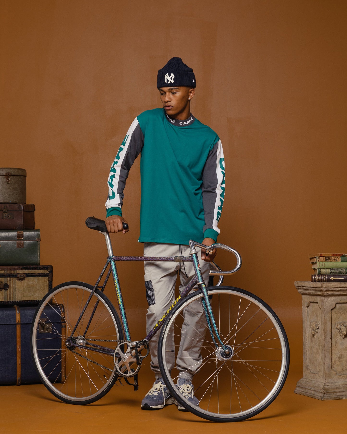Carre Tournee Long Sleeve Panel T-Shirt Dark Teal
