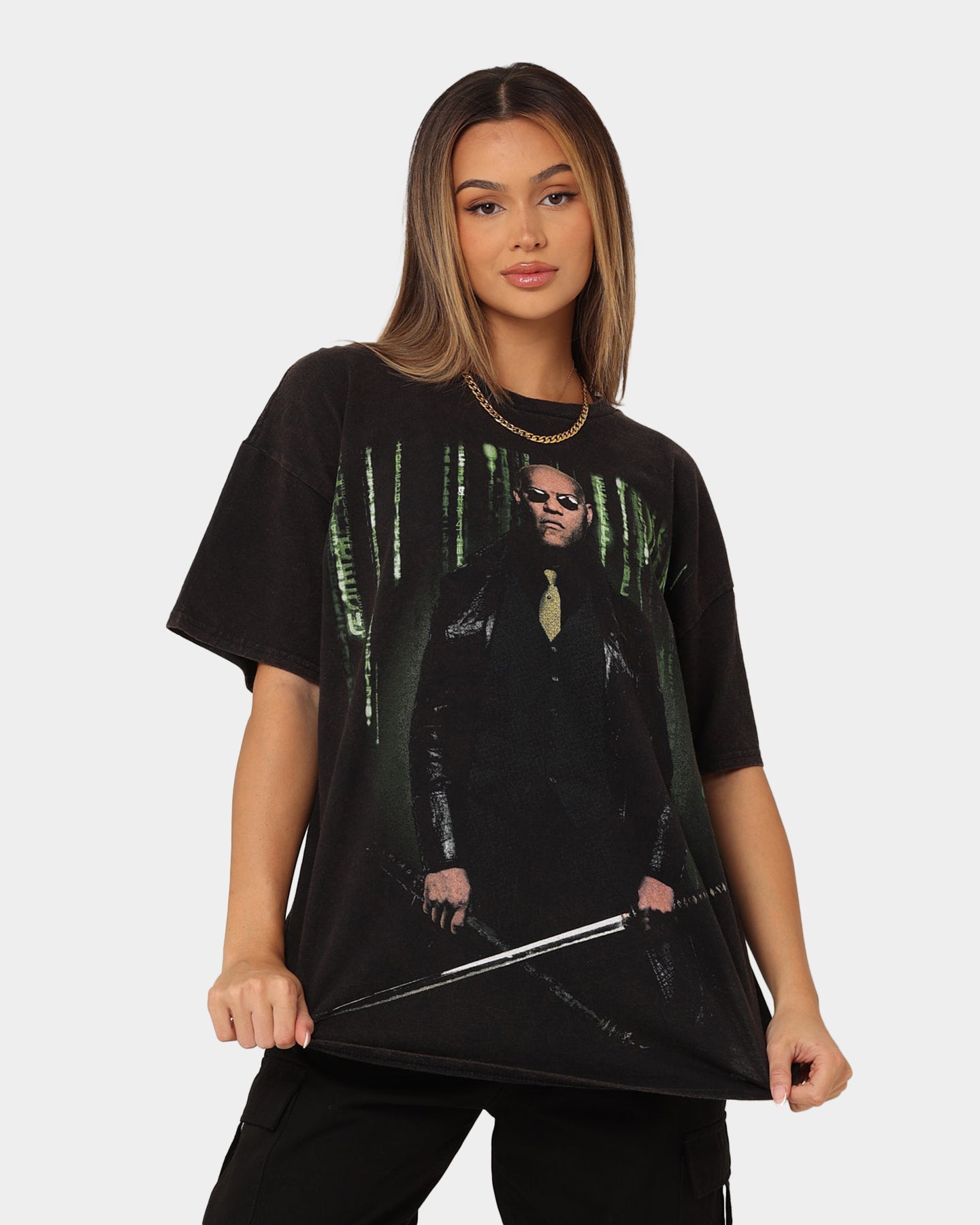 American Thrift X The Matrix Morpheus Vintage T-Shirt Black Wash Style001