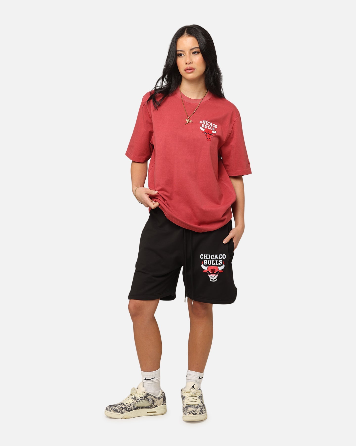 New Era Chicago Bulls Washed NBA T-Shirt Burgundy Style001