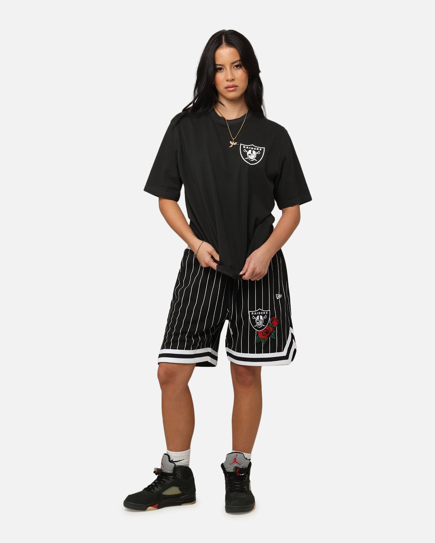 New Era Las Vegas Raiders Washed NBA T-Shirt Black Style001