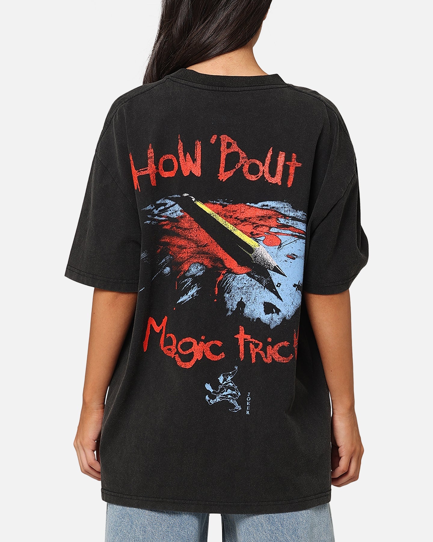 American Thrift X DC Batman The Joker Magic Trick Heavy T-Shirt Vintage Black Style001