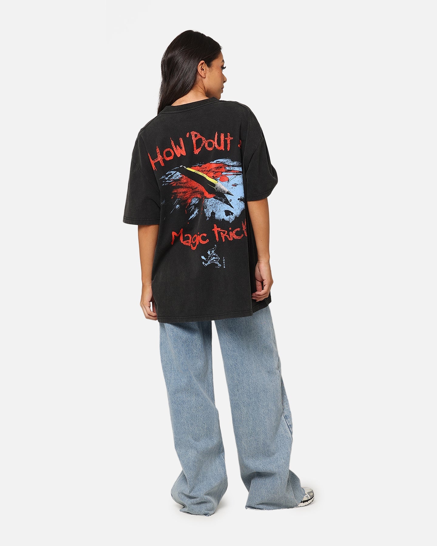 American Thrift X DC Batman The Joker Magic Trick Heavy T-Shirt Vintage Black Style001