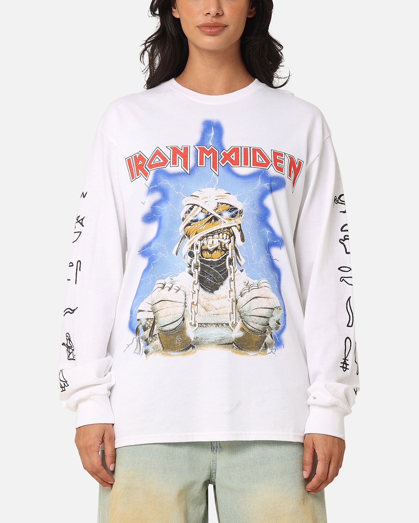 Iron Maiden World Slavery Tour Long Sleeve T-Shirt White Style001