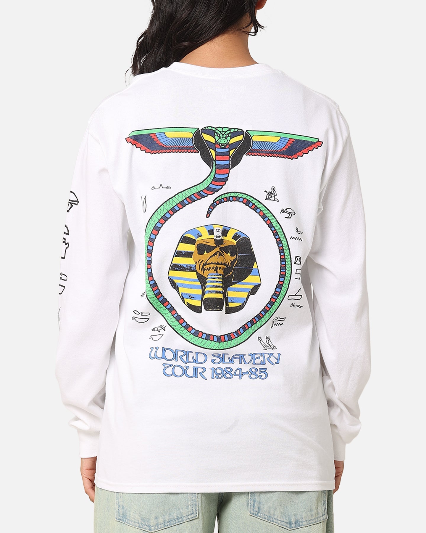 Iron Maiden World Slavery Tour Long Sleeve T-Shirt White Style001