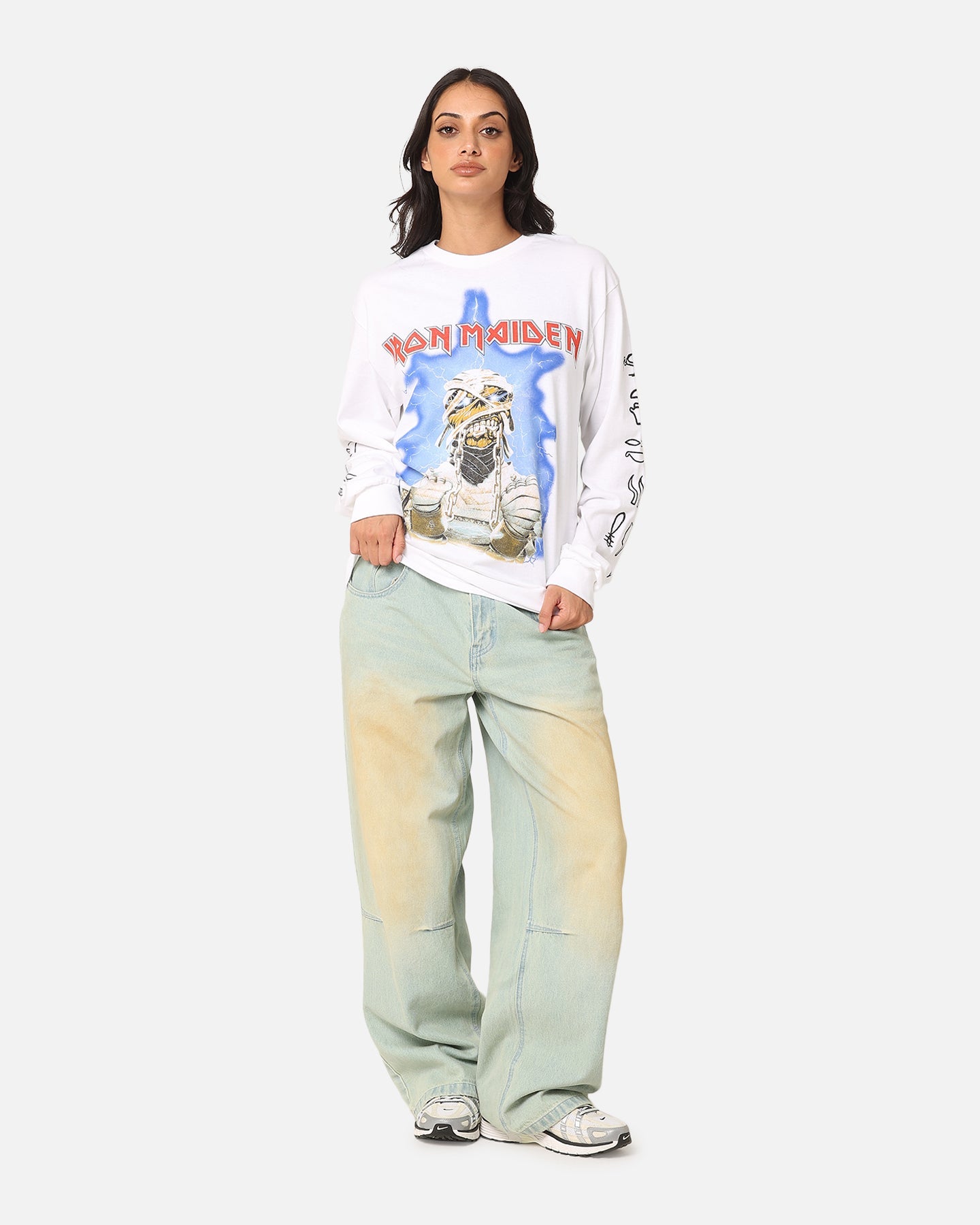Iron Maiden World Slavery Tour Long Sleeve T-Shirt White Style001
