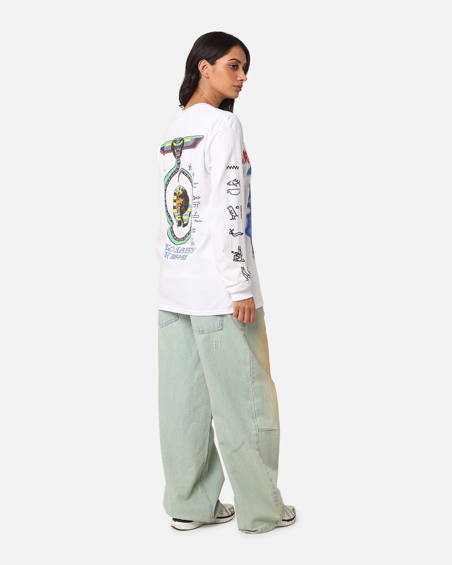 Iron Maiden World Slavery Tour Long Sleeve T-Shirt White Style001