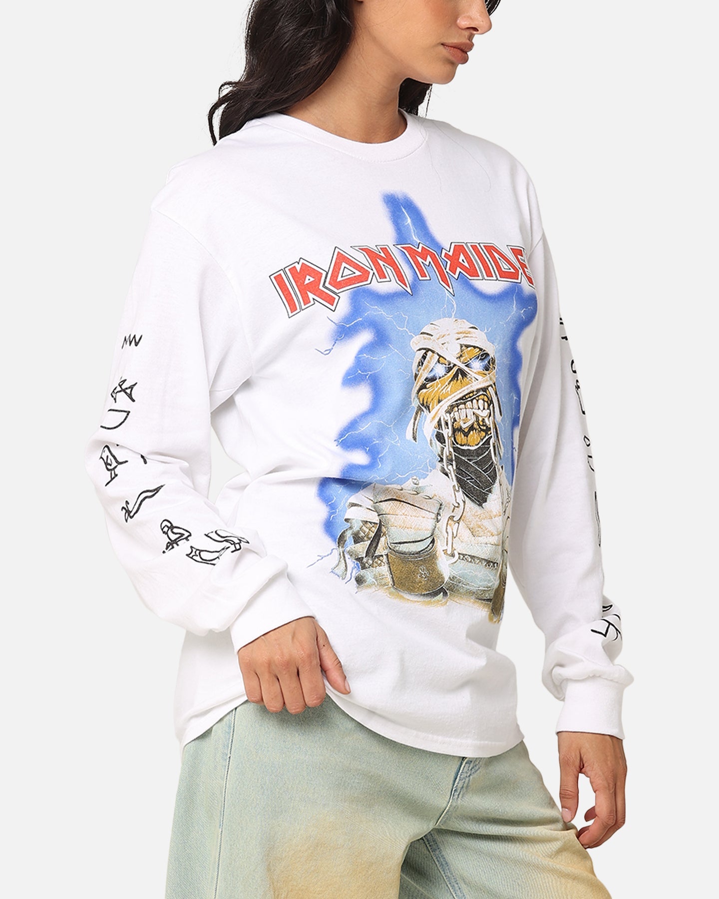 Iron Maiden World Slavery Tour Long Sleeve T-Shirt White Style001