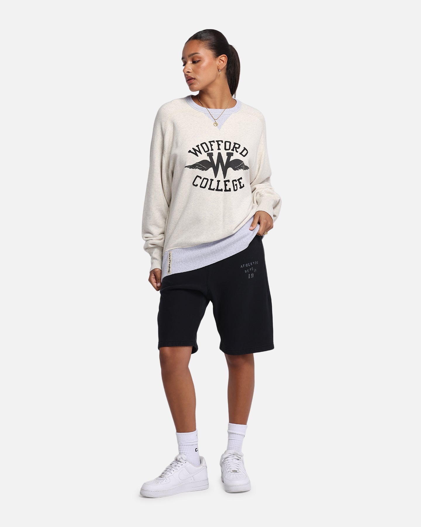 Champion 50's Saddle Crew Sweatshirt Oatmeal Heather Style001