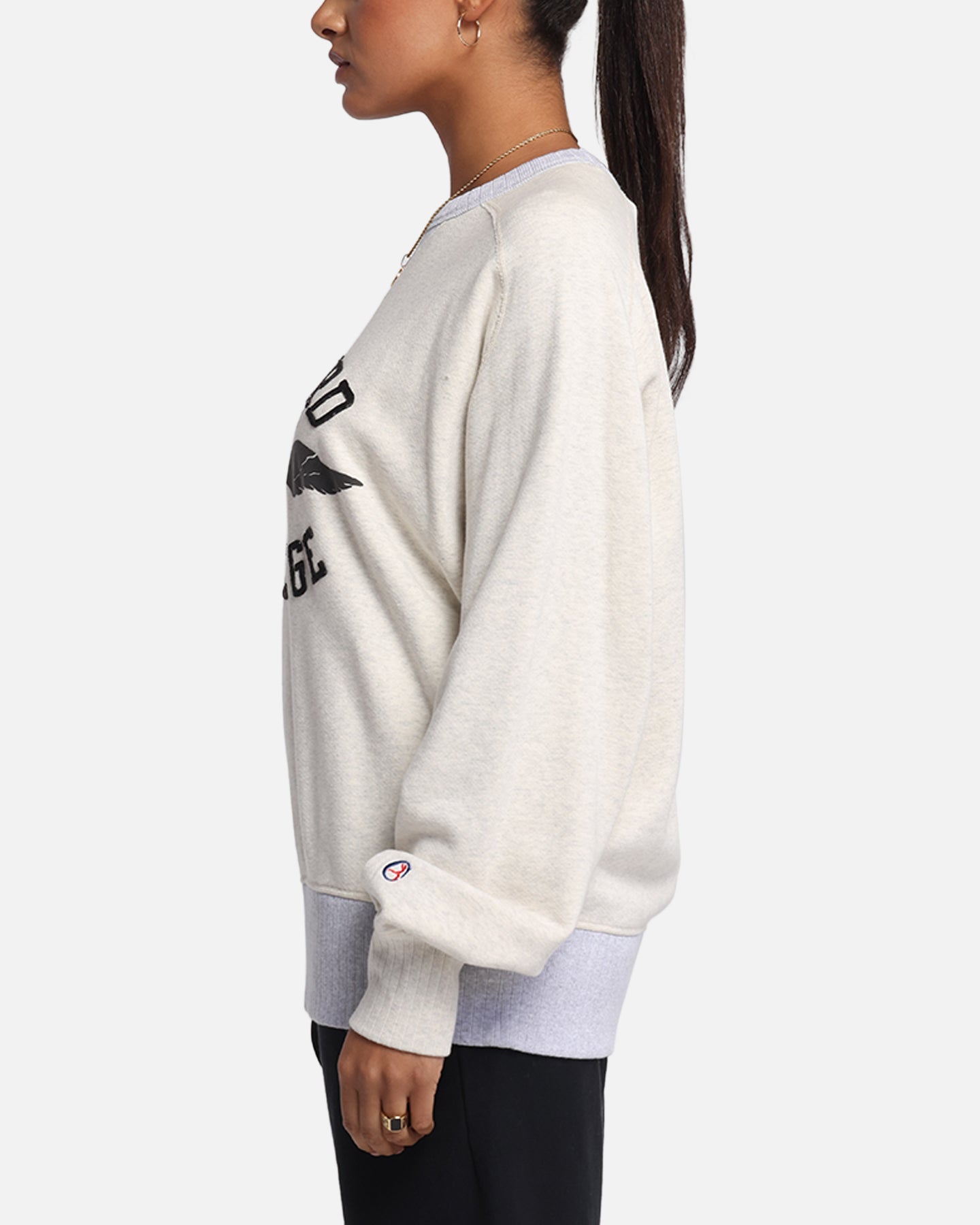 Champion 50's Saddle Crew Sweatshirt Oatmeal Heather Style001