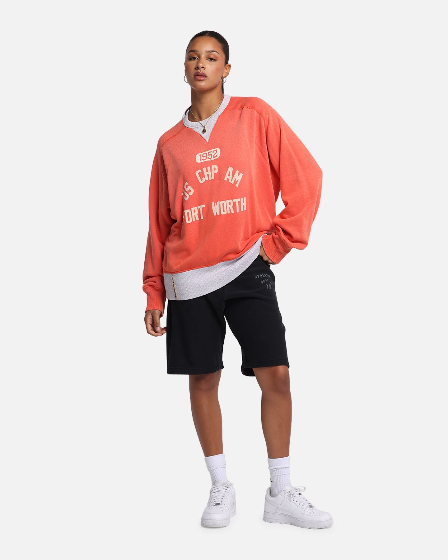Champion 50's Saddle Crew Sweatshirt Team Red Scarlet Style001