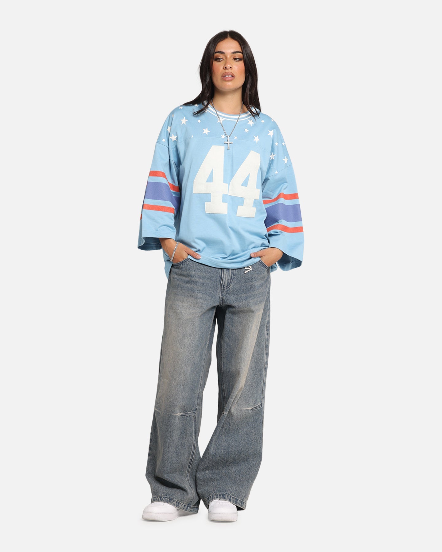Champion 60's Football T-Shirt Pale Blue Style001