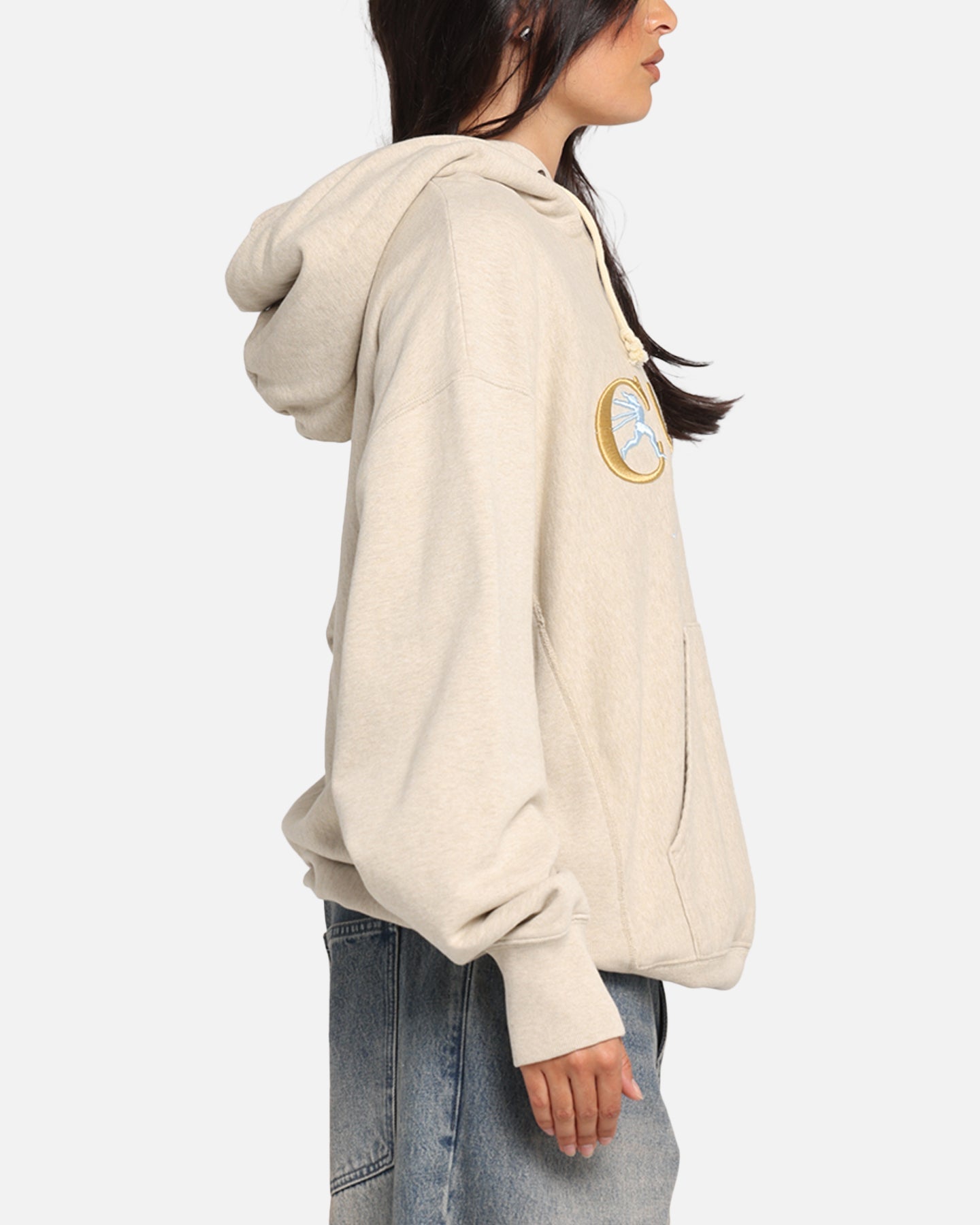 Champion Vintage Logo Sweatshirt Hoodie Oatmeal Heather Style001