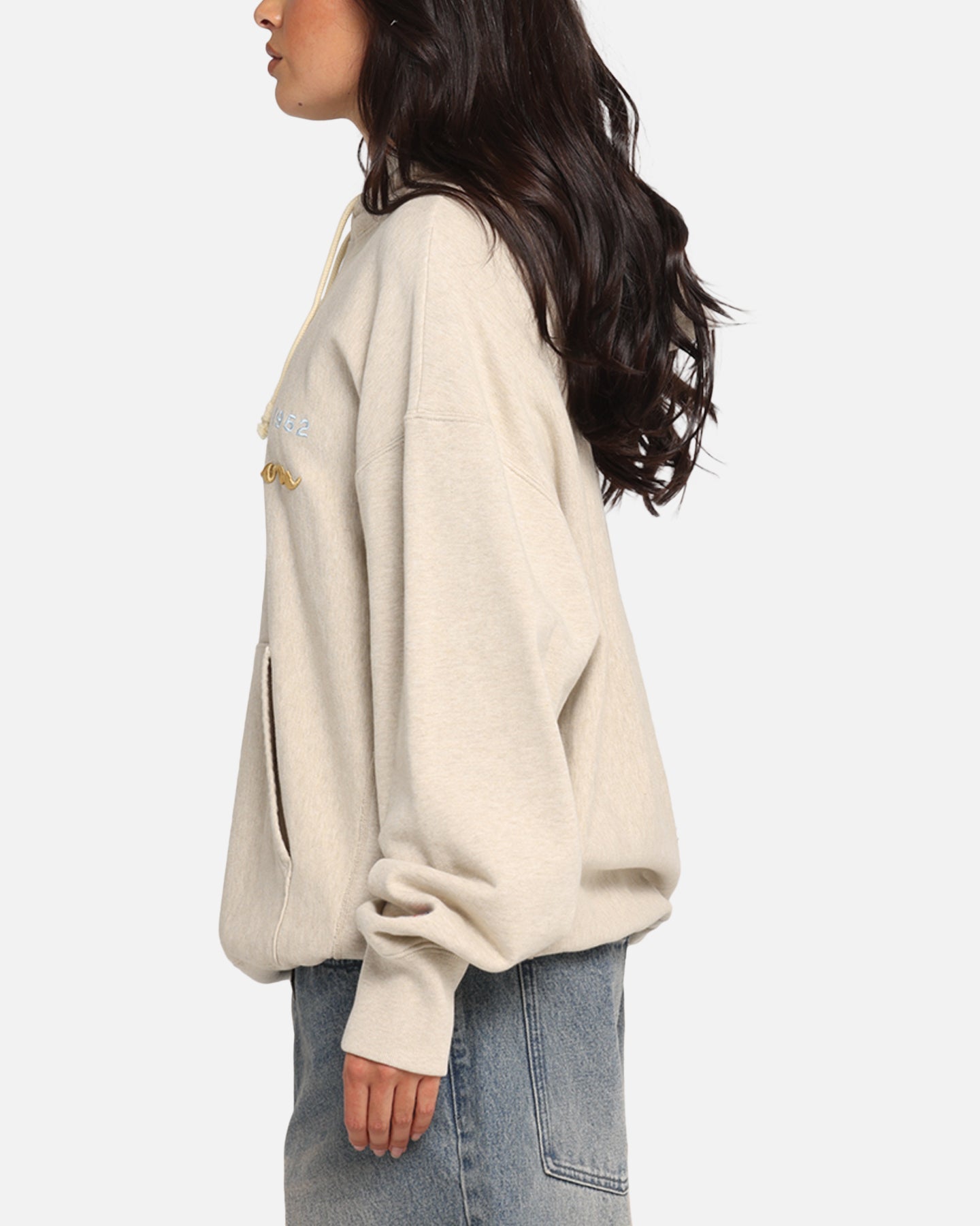 Champion Vintage Logo Sweatshirt Hoodie Oatmeal Heather Style001