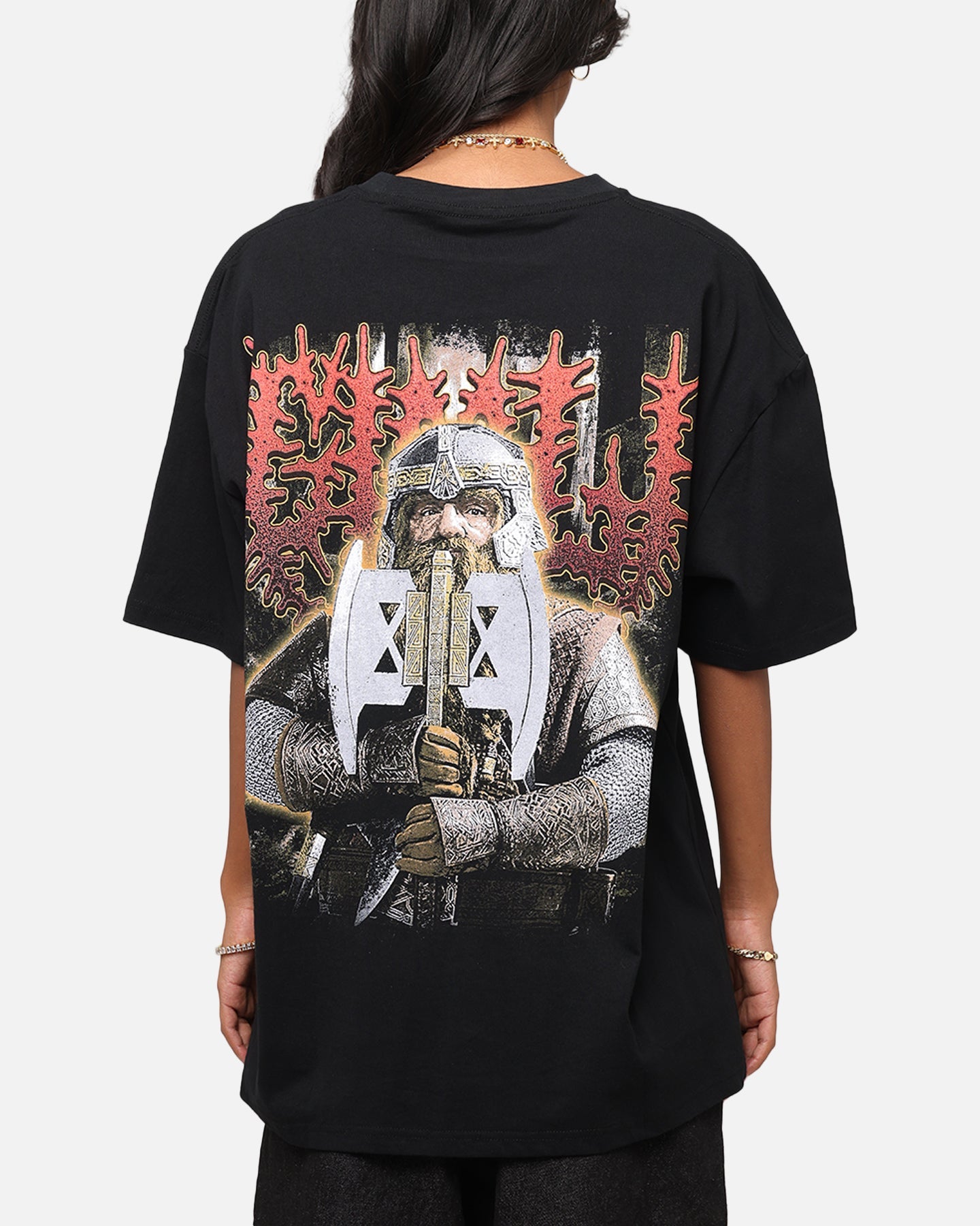 American Thrift X The Lord Of The Rings Gimli Heavy T-Shirt Black Style001