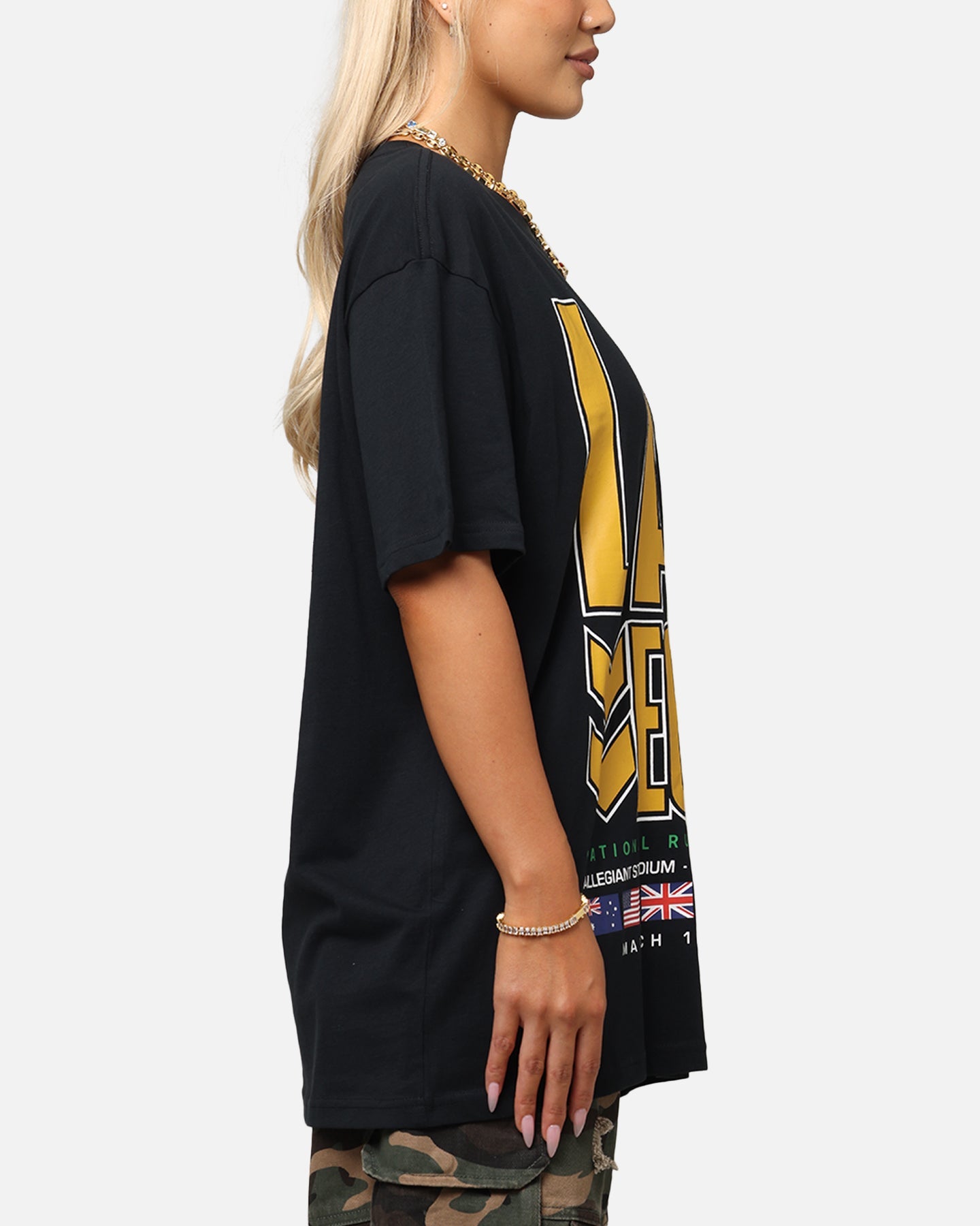 Bleacher Athletic NRL 2025 Las Vegas Round T-Shirt Black Style001