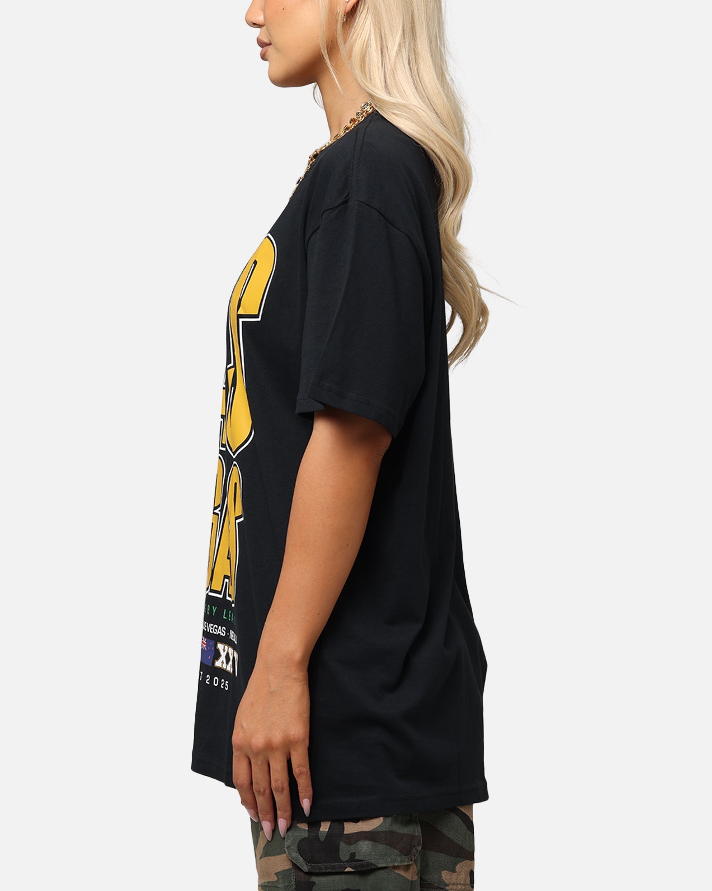 Bleacher Athletic NRL 2025 Las Vegas Round T-Shirt Black Style001