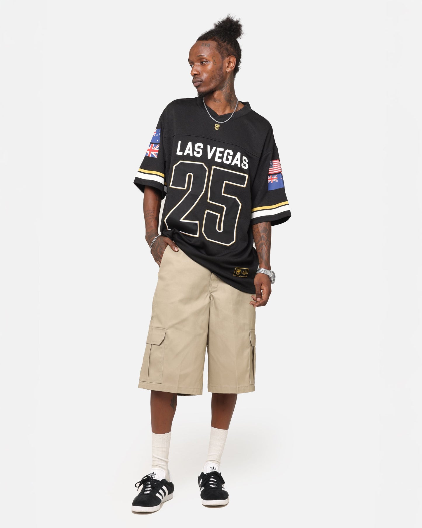 Bleacher Athletic NRL 2025 Las Vegas Round Grid Iron T-Shirt Black