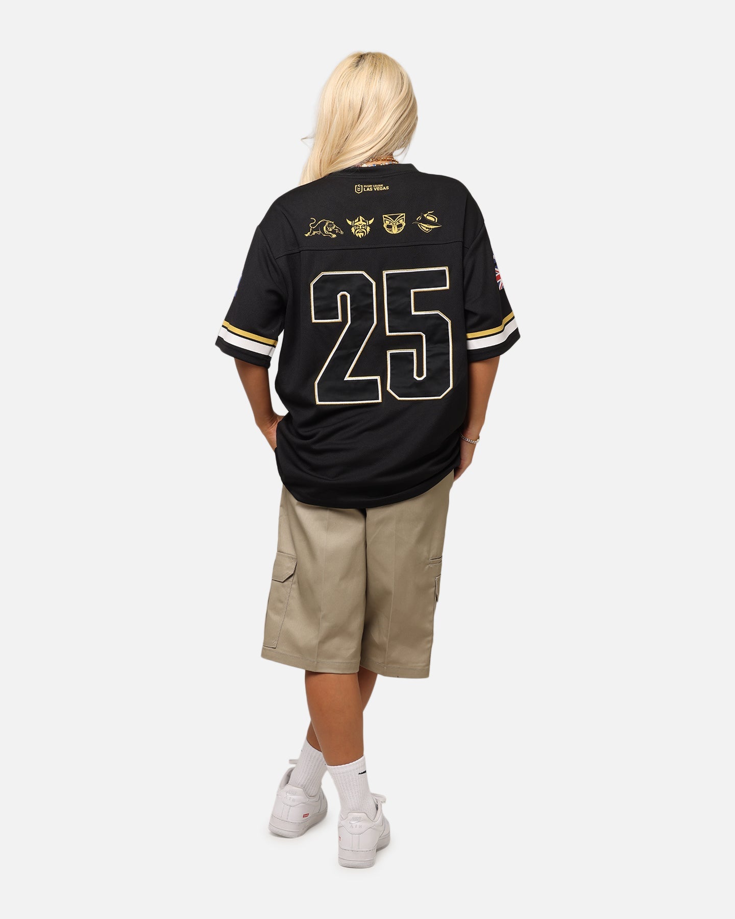 Bleacher Athletic NRL 2025 Las Vegas Round Grid Iron T-Shirt Black Style001
