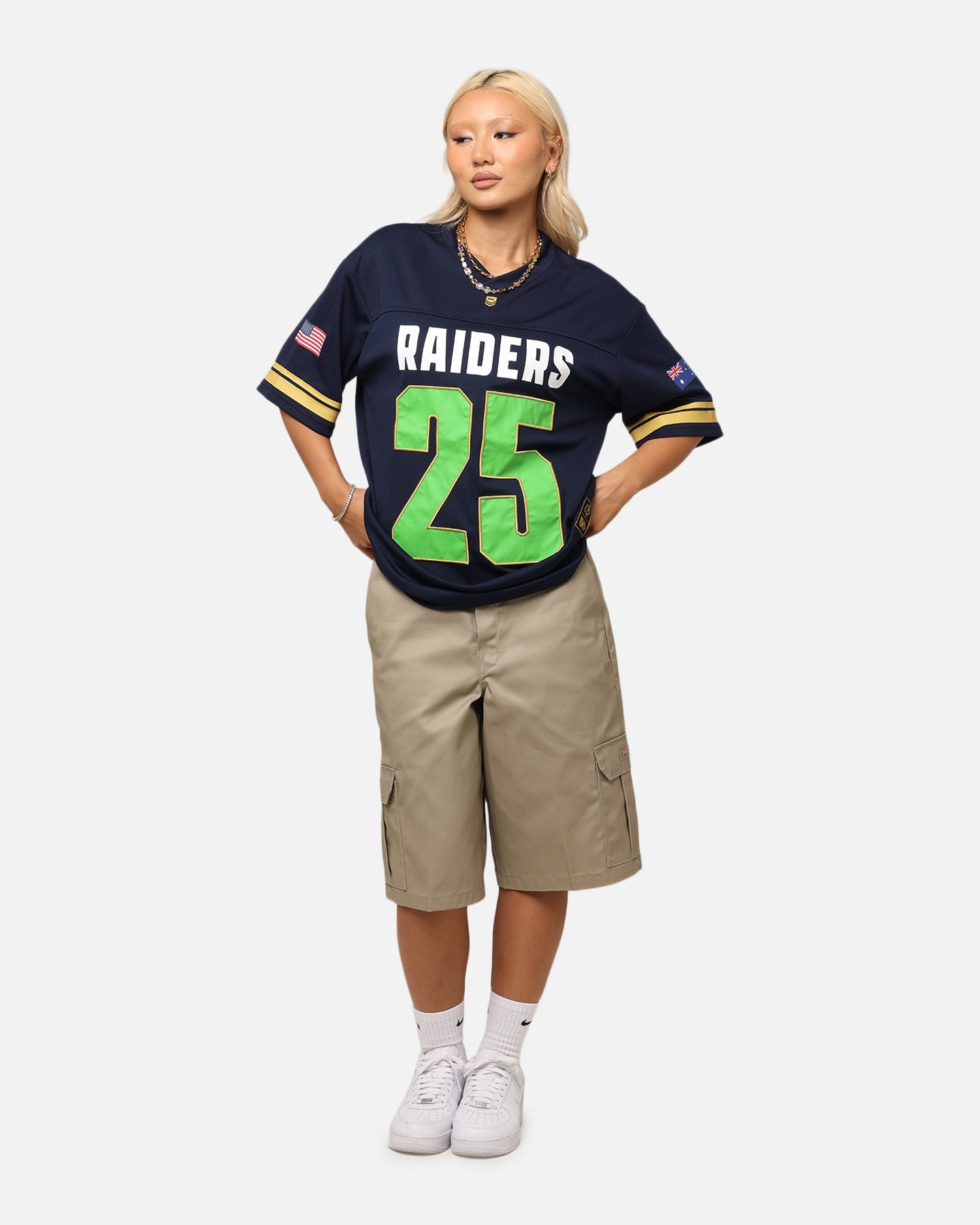 Bleacher Athletic Canberra Raiders NRL 2025 Las Vegas Round Grid Iron T-Shirt Official Team Colour Style001