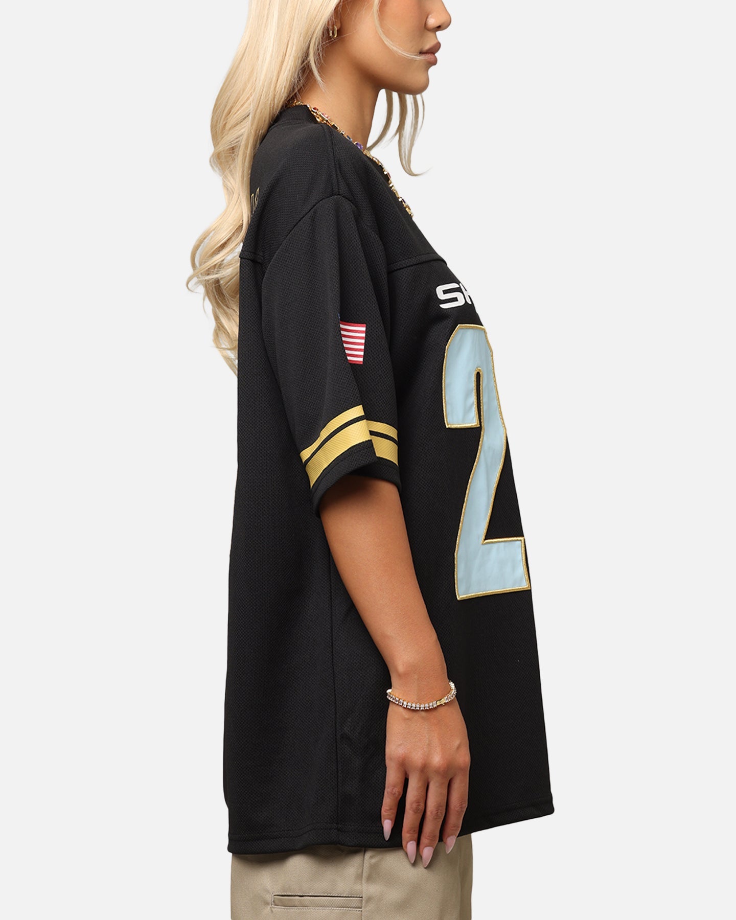 Bleacher Athletic Cronulla Sutherland Sharks NRL 2025 Las Vegas Round Grid Iron T-Shirt Official Team Colour Style001