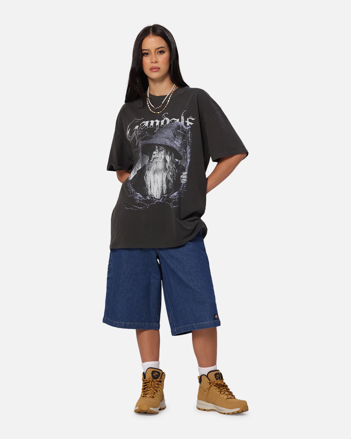 American Thrift X The Lord Of The Rings Gandalf Heavy T-Shirt Black Wash Style001