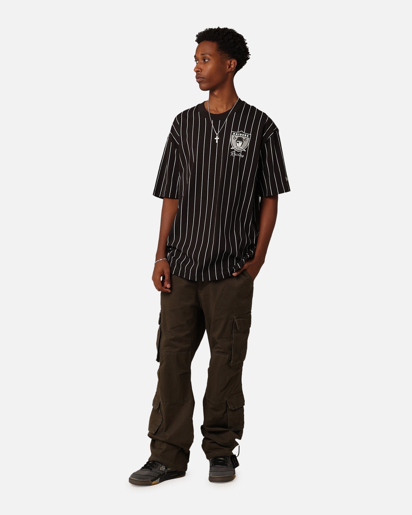New Era Las Vegas Raiders Pinstripe Champions T-Shirt Black Style001