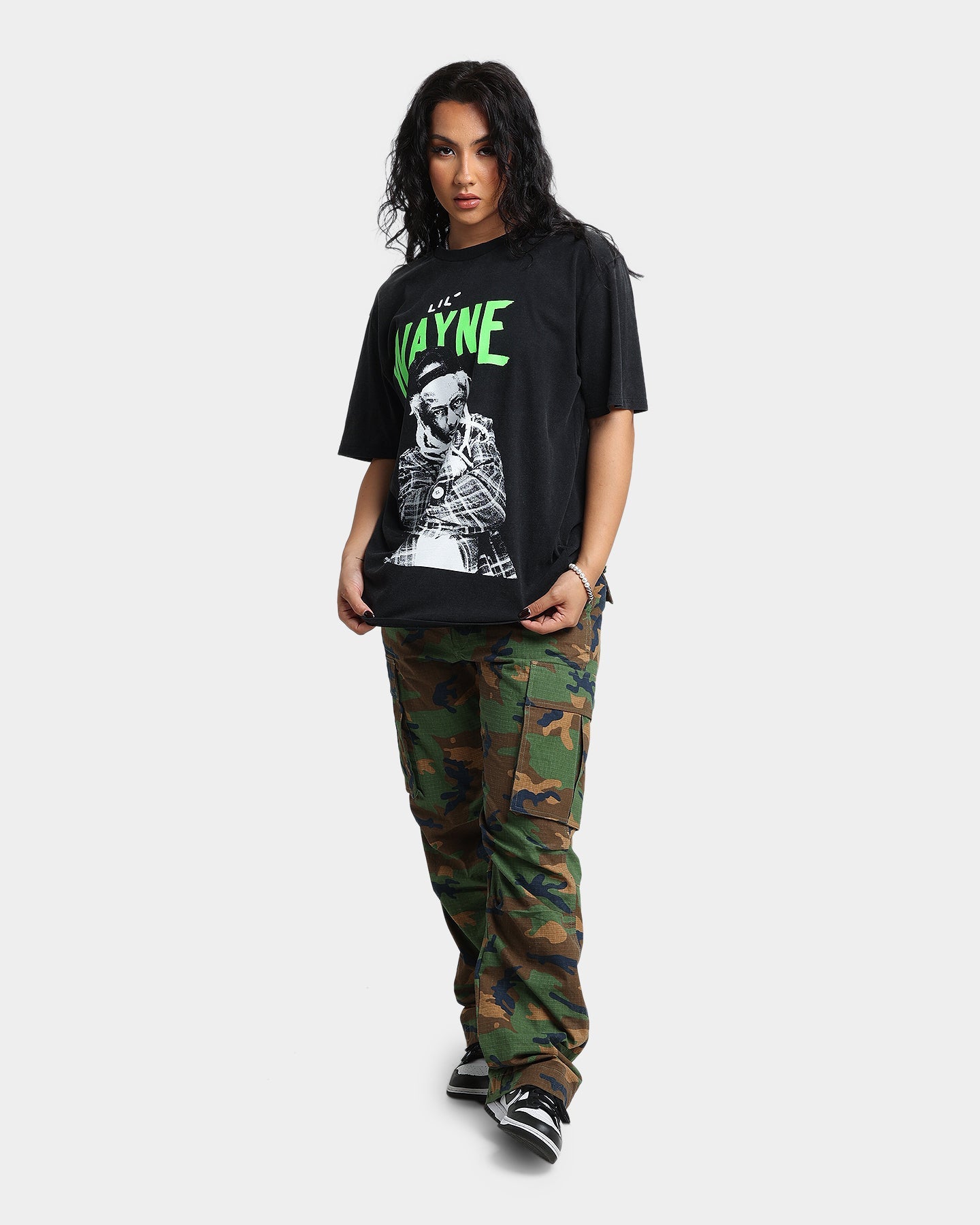 Lil Wayne Green Tour T-Shirt Washed Black Style001
