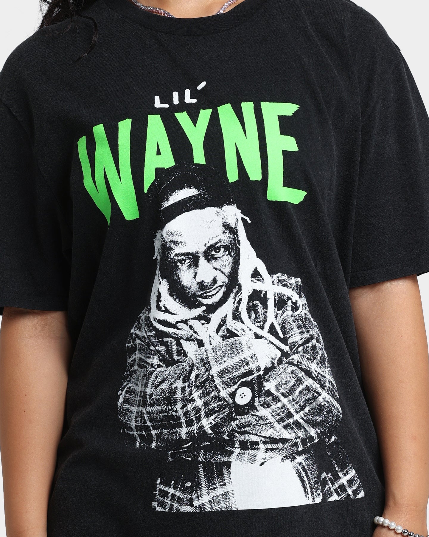 Lil Wayne Green Tour T-Shirt Washed Black Style001