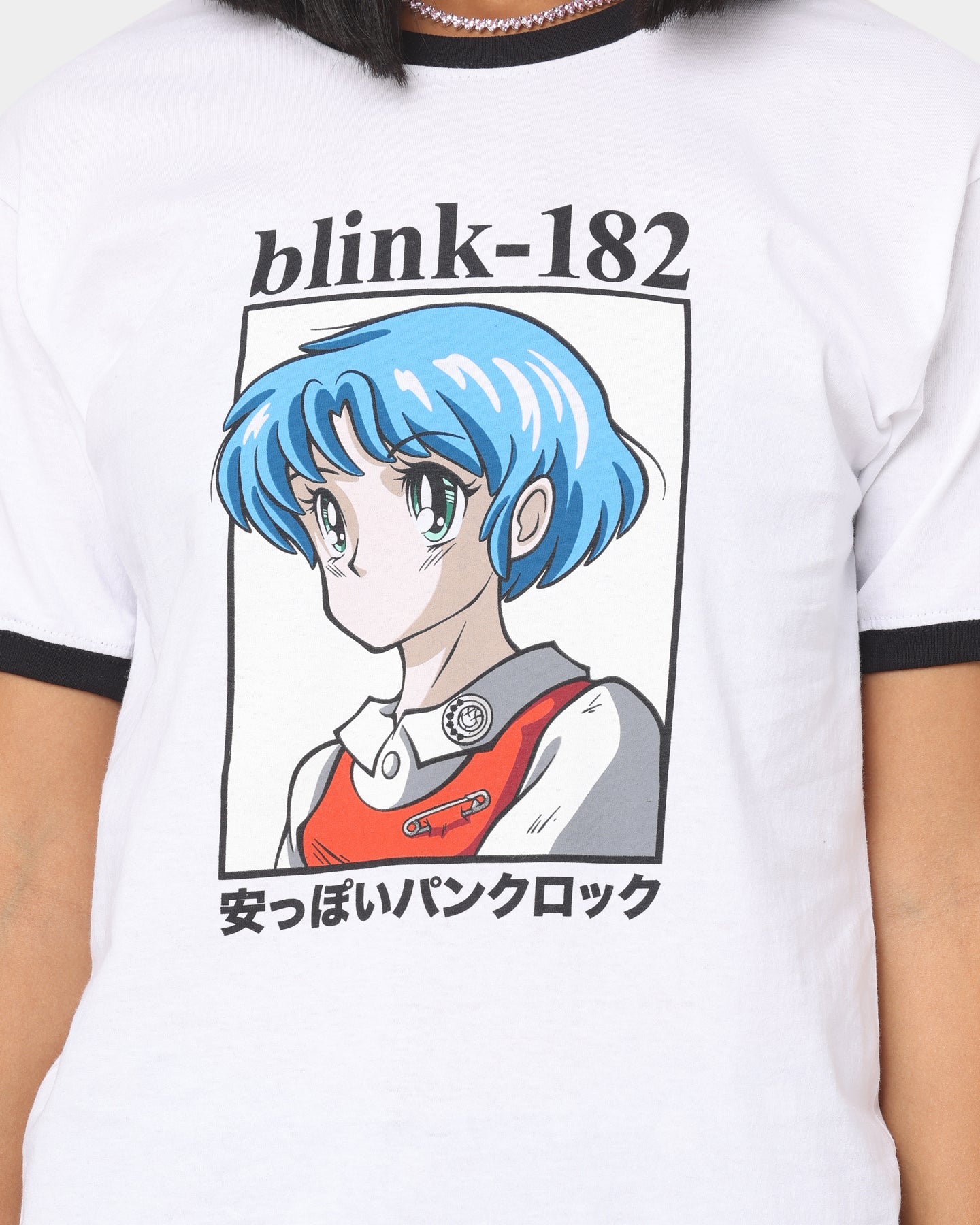 Blink 18 Anime Ringer T-Shirt White/Black Style001