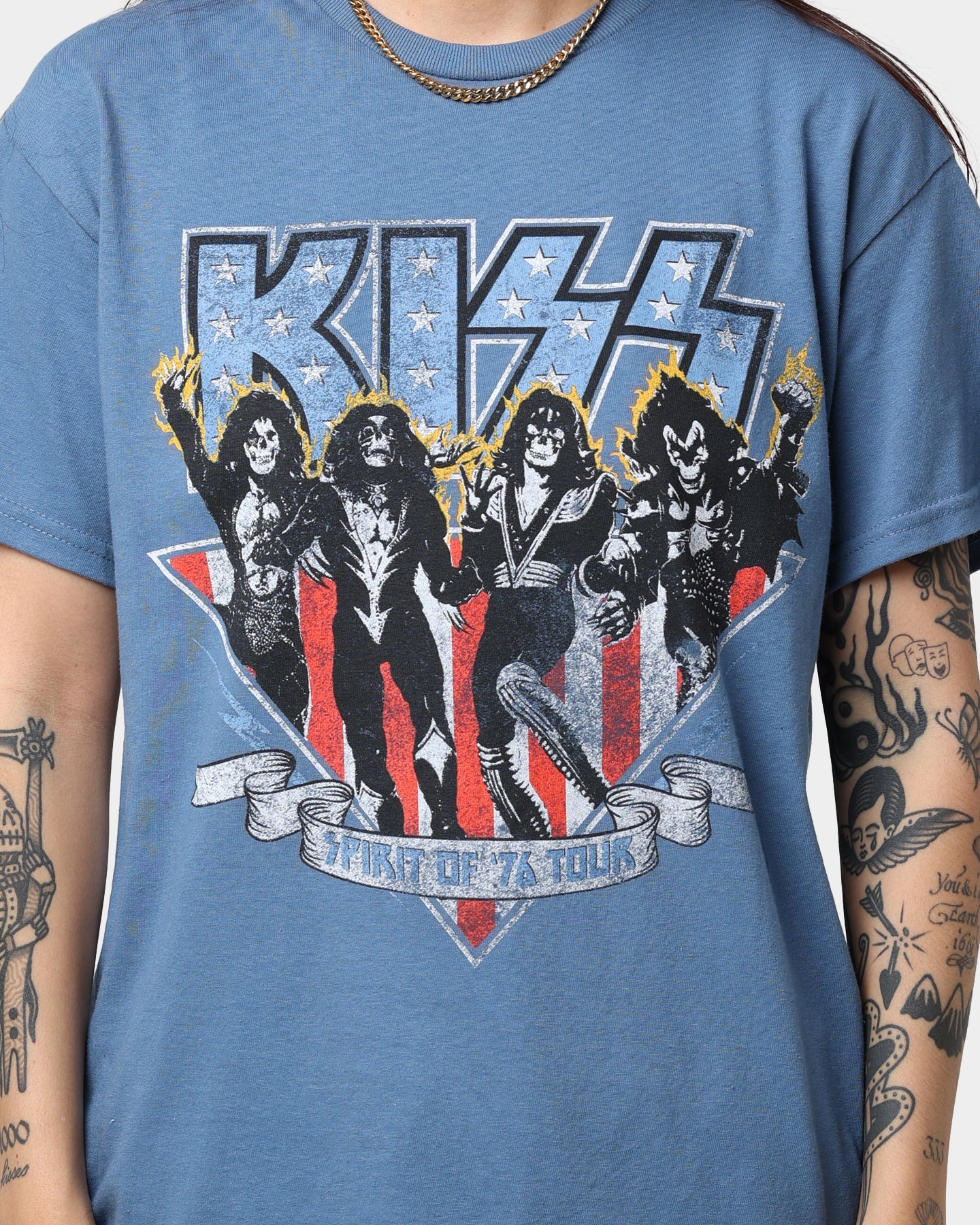 KISS Spirit Of '76 Tour T-Shirt Indigo Blue Style001
