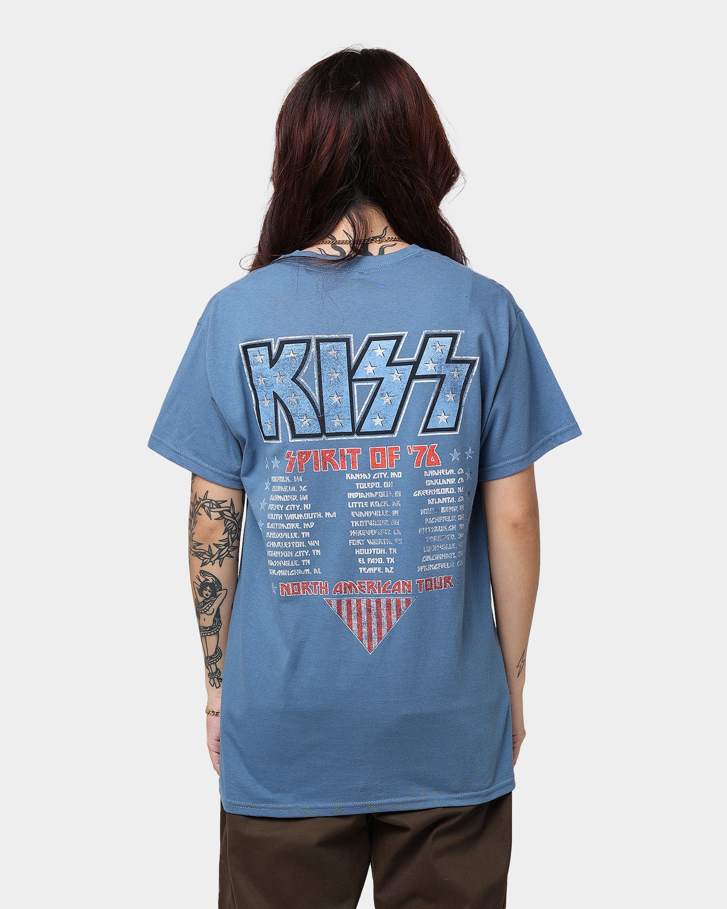 KISS Spirit Of '76 Tour T-Shirt Indigo Blue Style001
