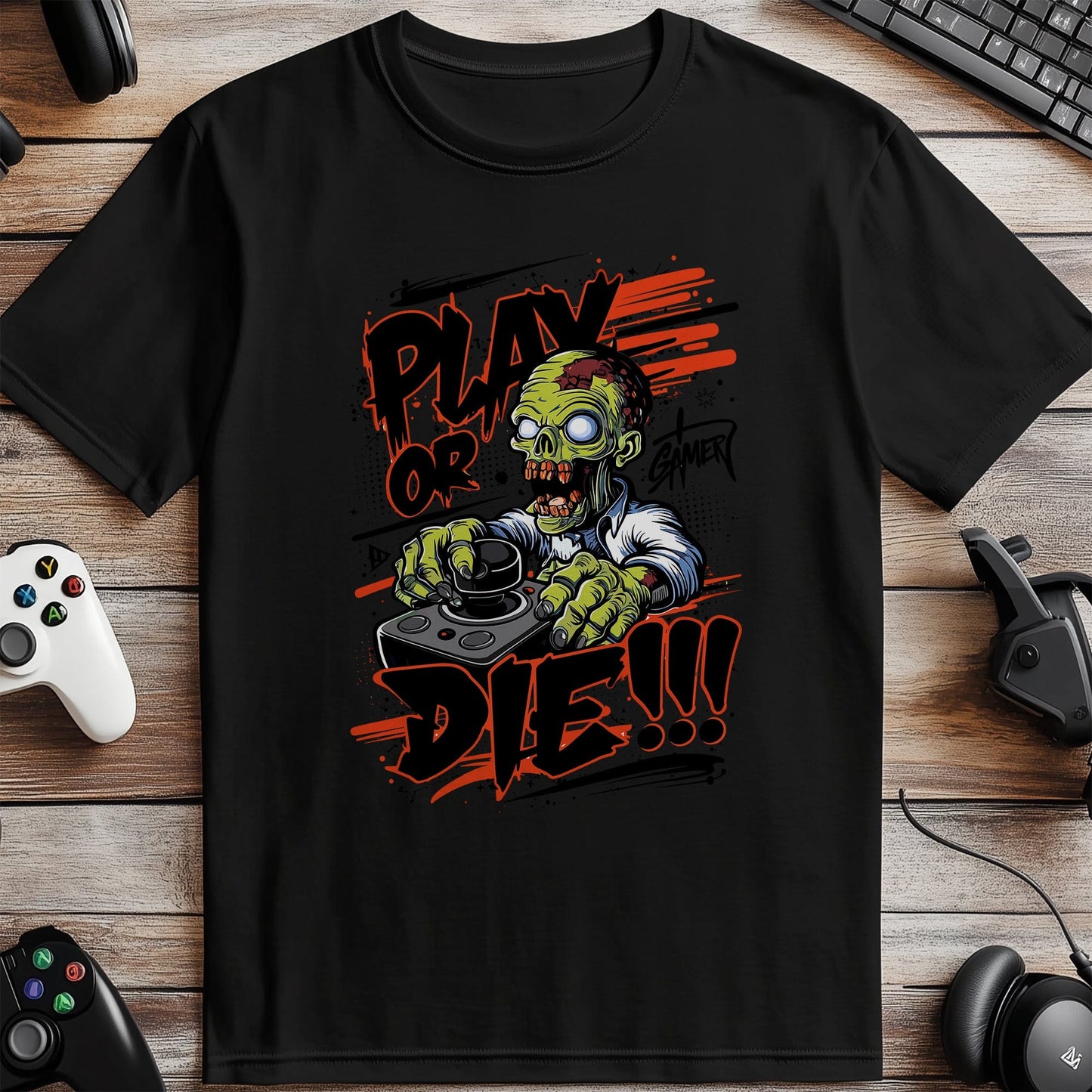 Gamer29 Zombie Play Or Die T-shirt