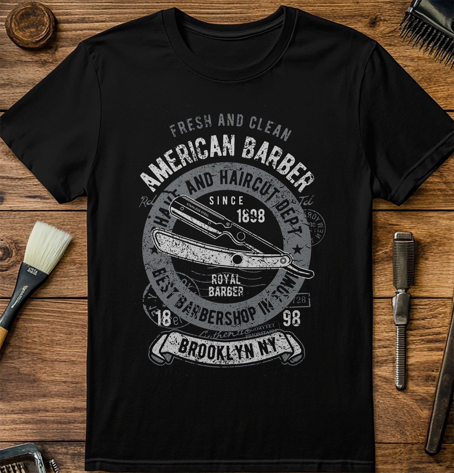 American Barber Razor Blade T-Shirt
