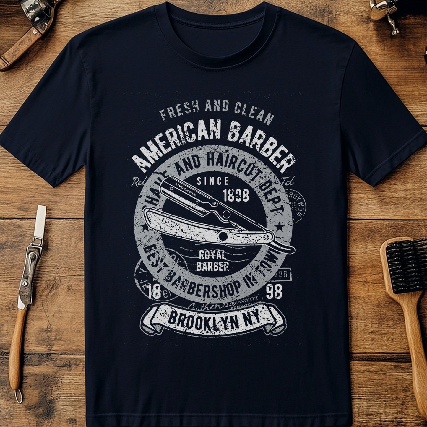 American Barber Razor Blade T-Shirt