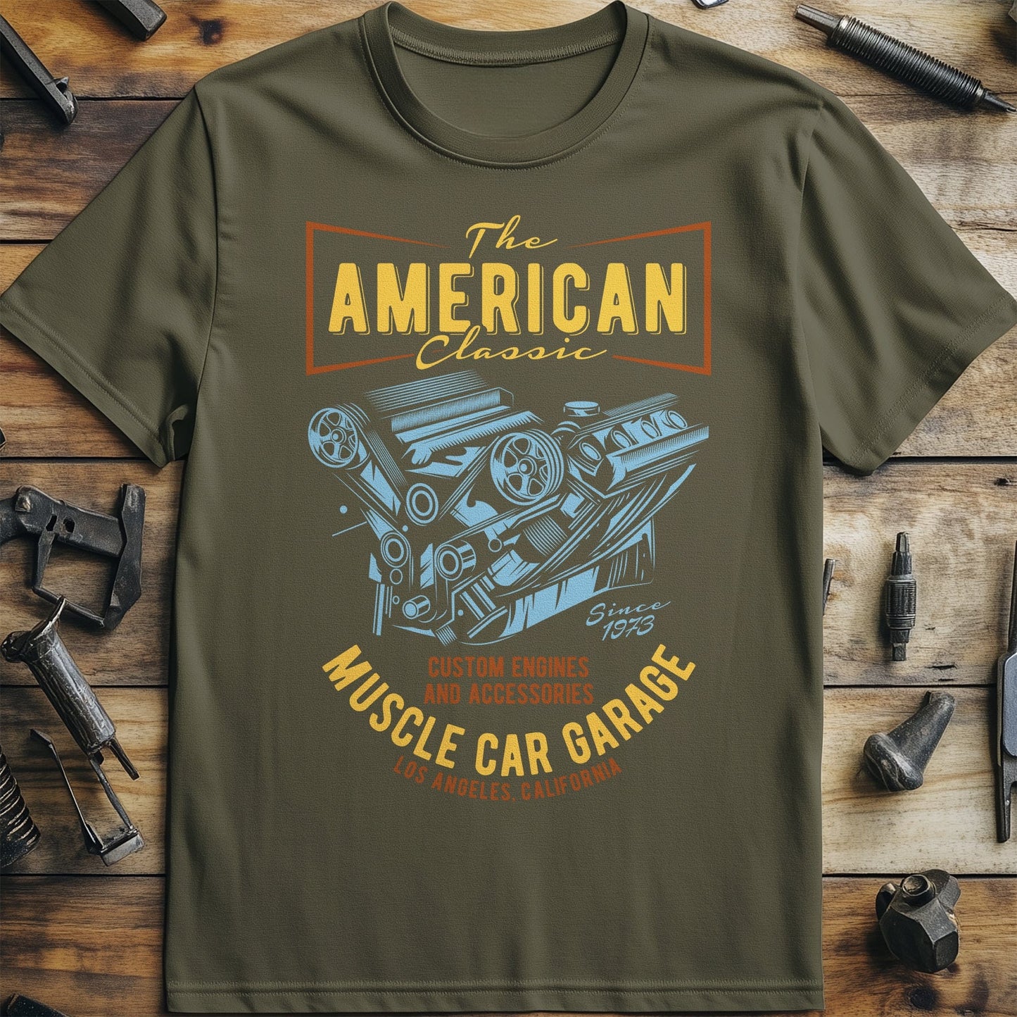American Classic Muscle Car Garage T-shirt
