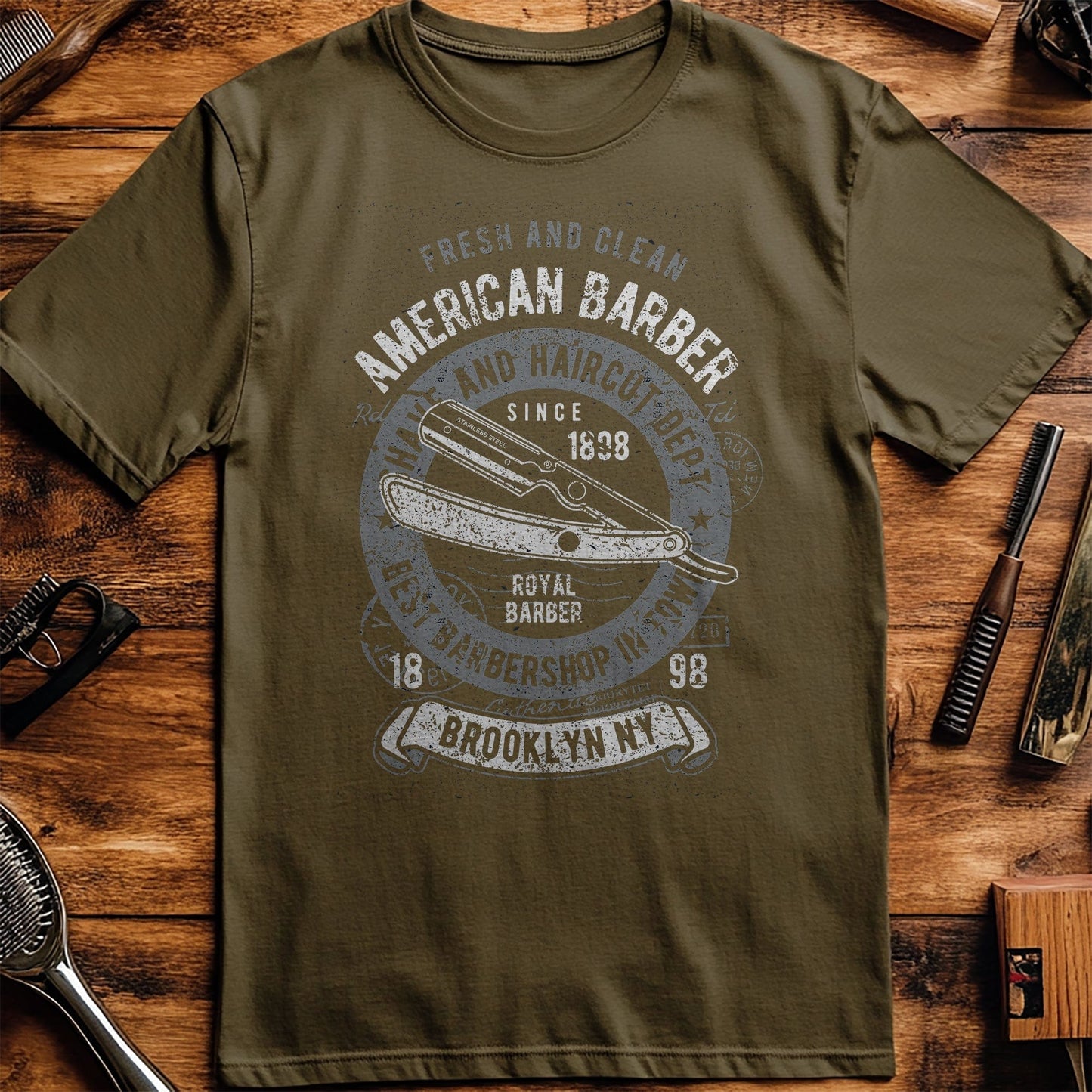 American Barber Razor Blade T-Shirt