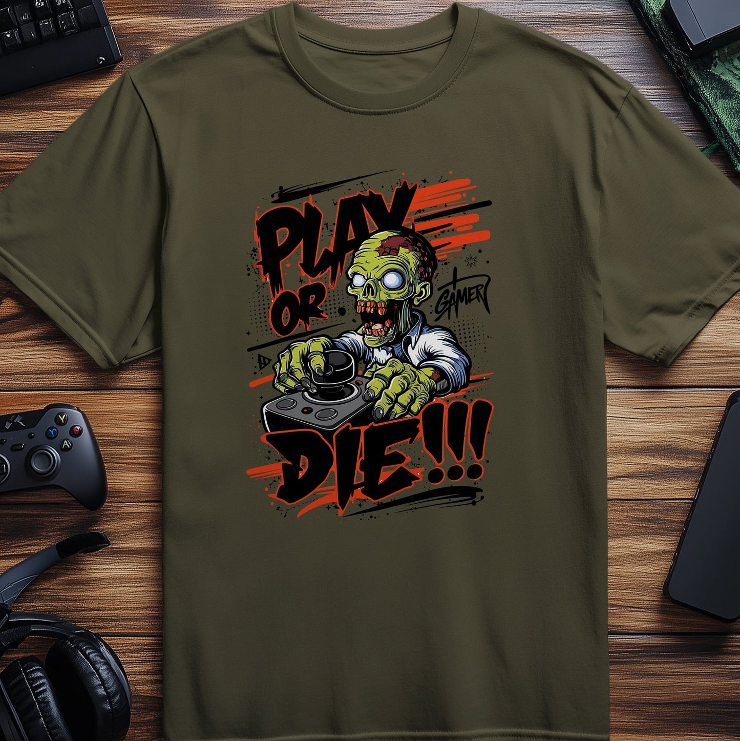 Gamer29 Zombie Play Or Die T-shirt
