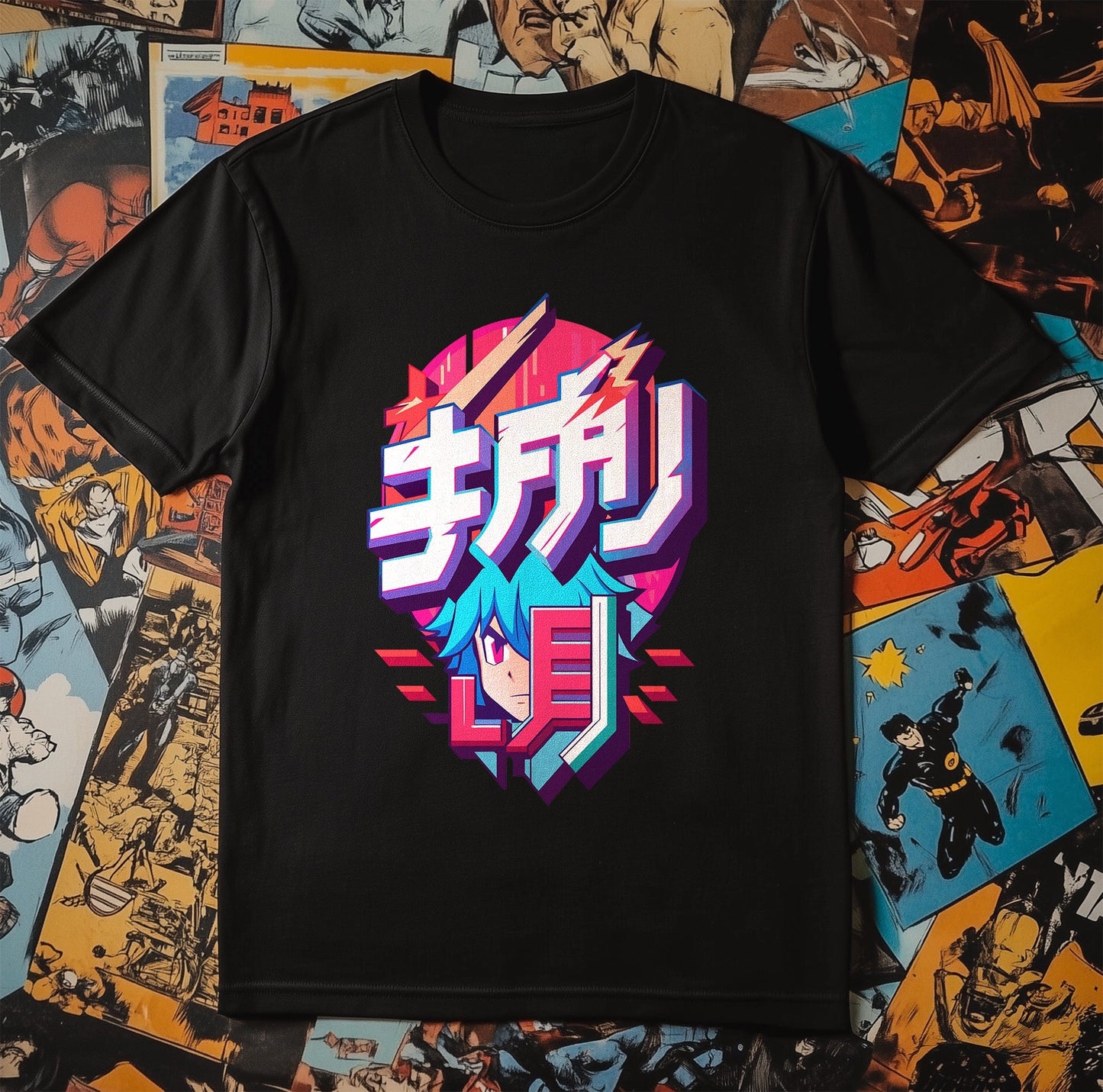 Anime Cartoon Text T-shirt