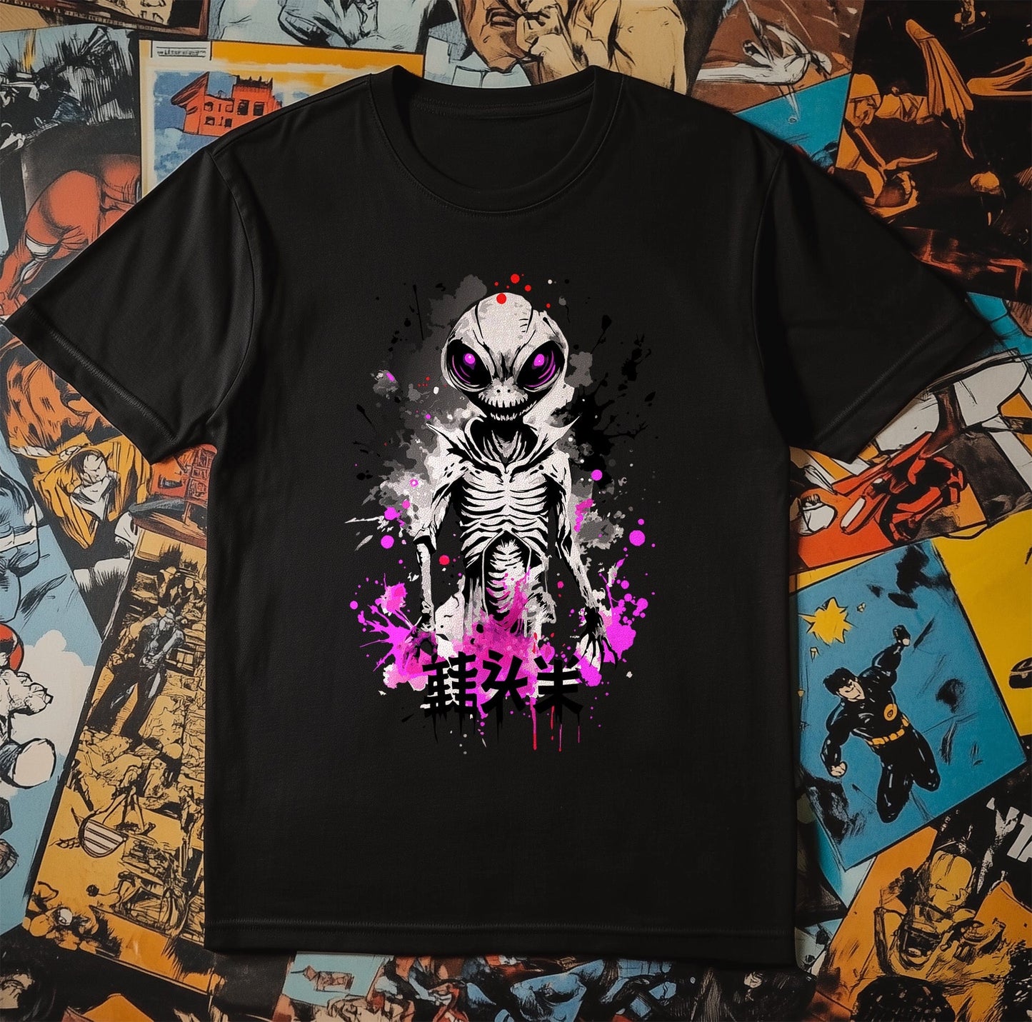 Alien Anime Skeleton T-Shirt