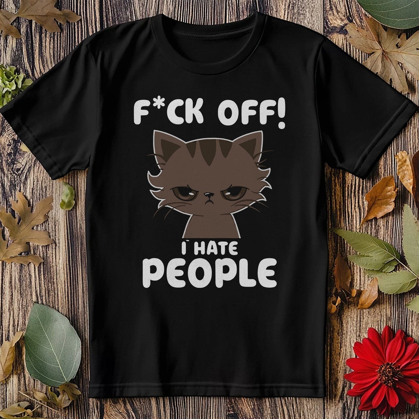 I Hate People Funny Cat T-Shirt -